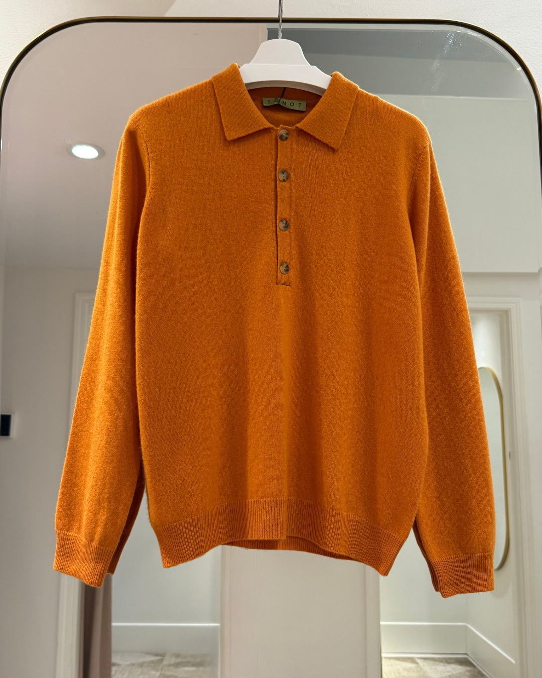 Cashmere Long Sleeve 4 Button Polo
