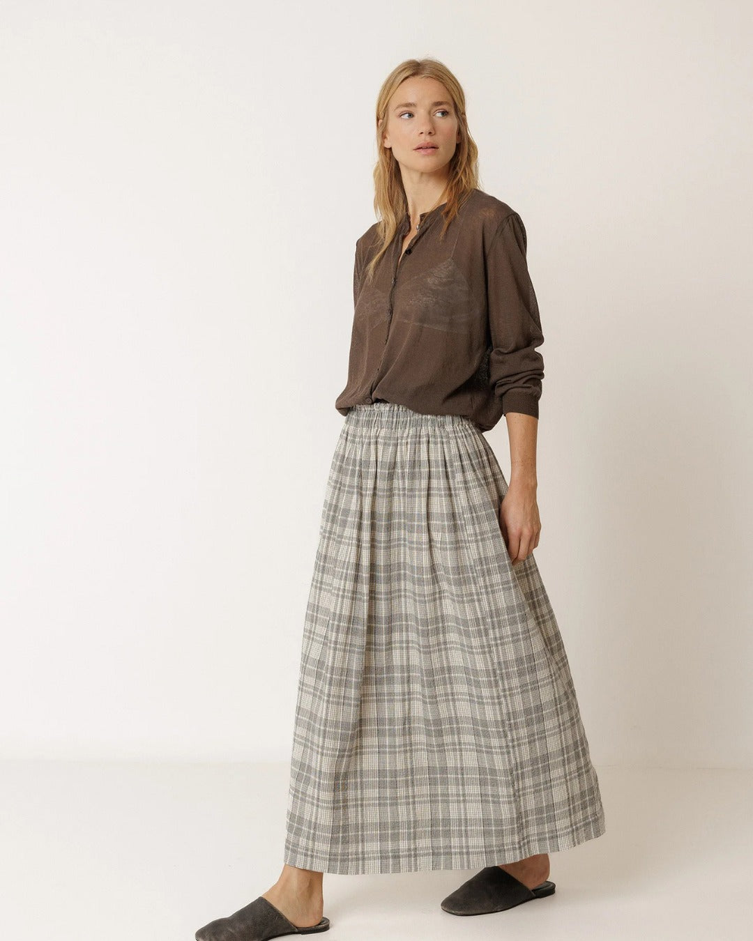 Cotton Plaid Skirt