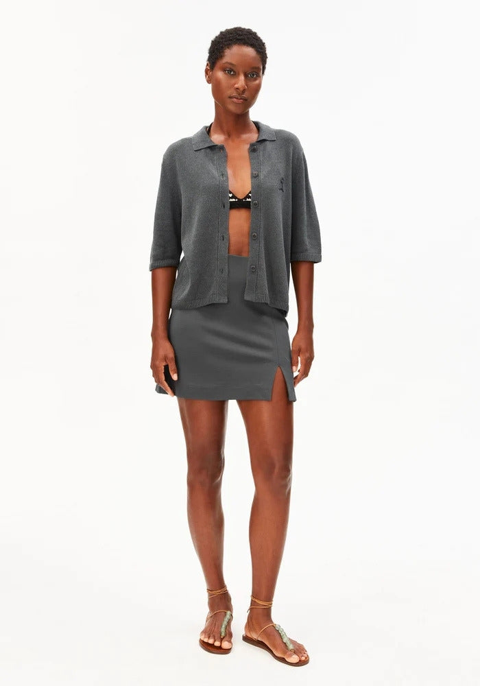Short Sleeve Linen Blend Cardigan