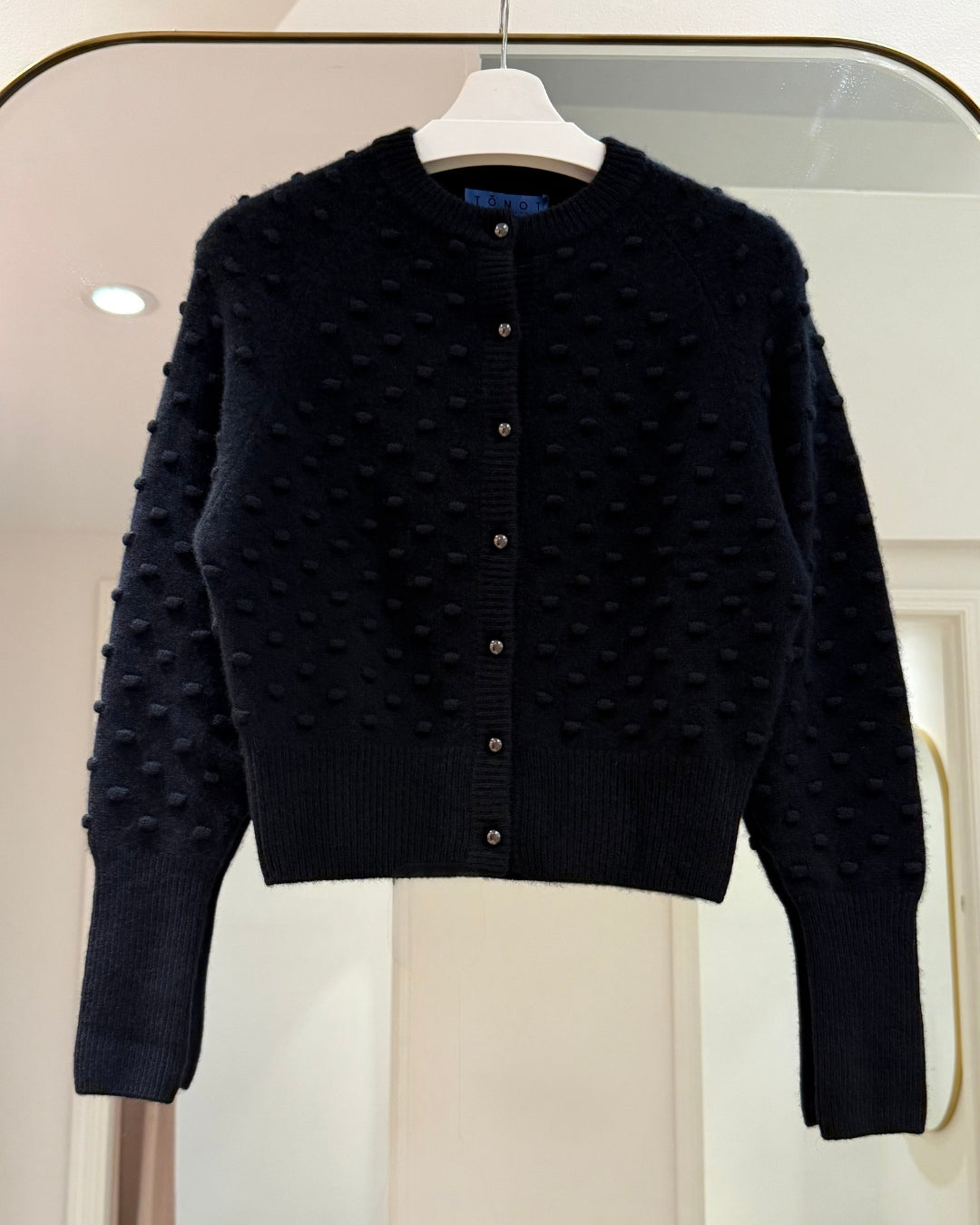 Peanut Stitch Crop Cashmere Cardigan