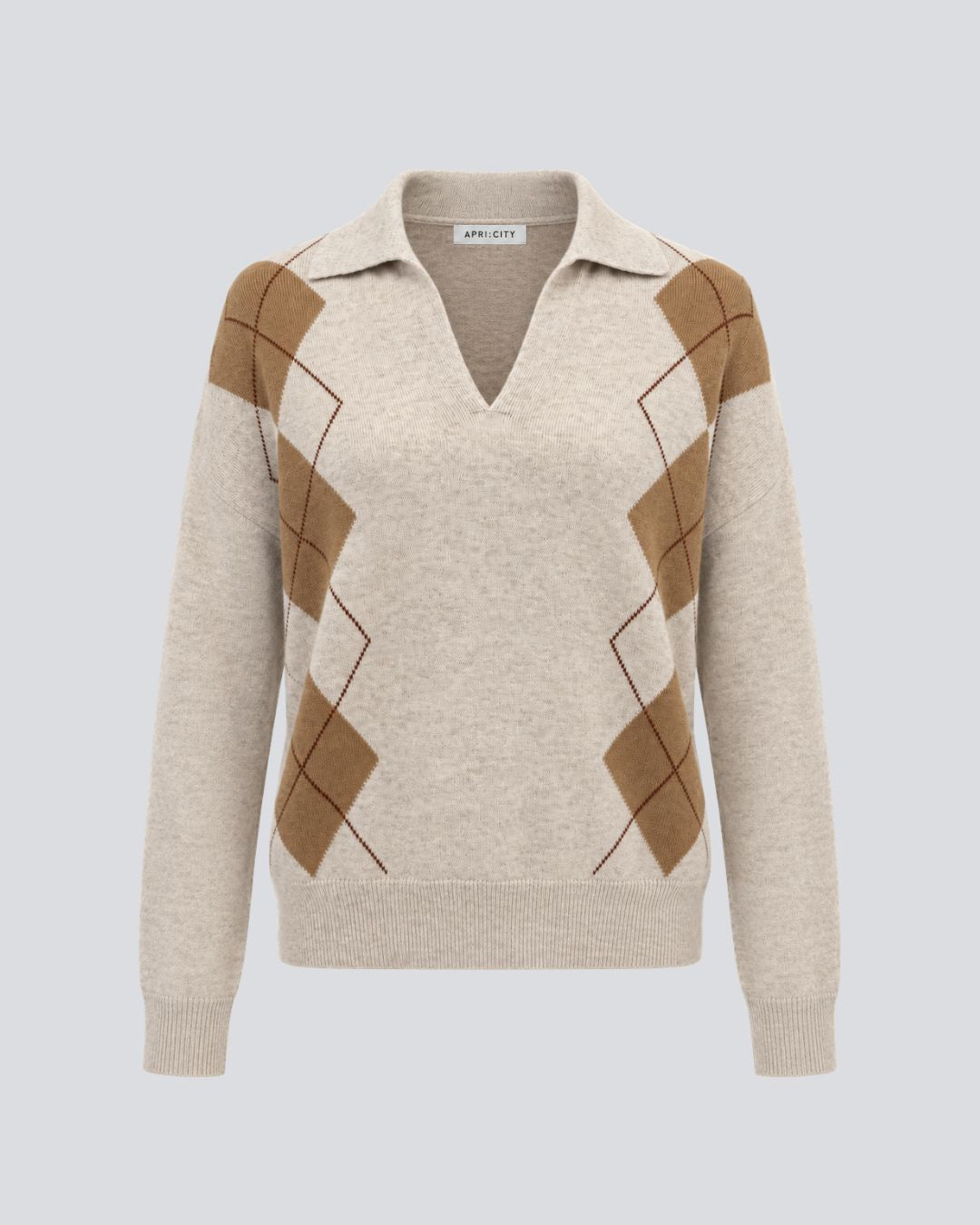 Cashmere Argyle Polo Sweater