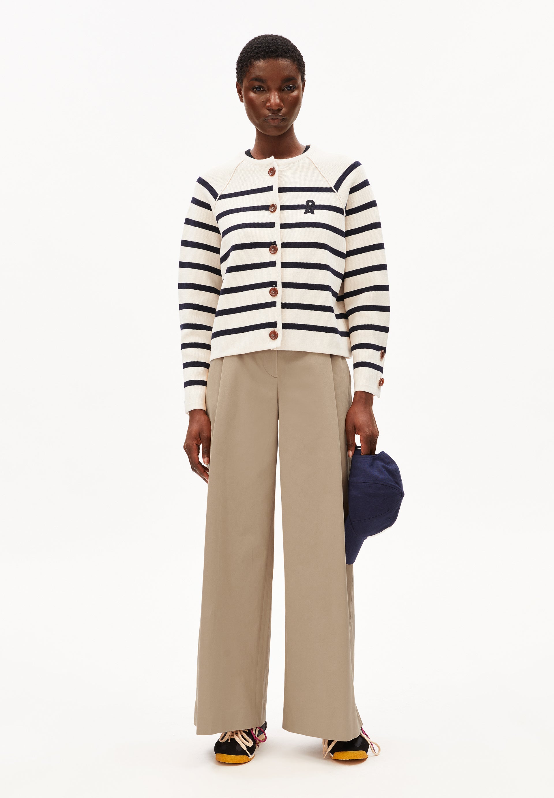 Placed Stripe Knit Cardigan Jacket