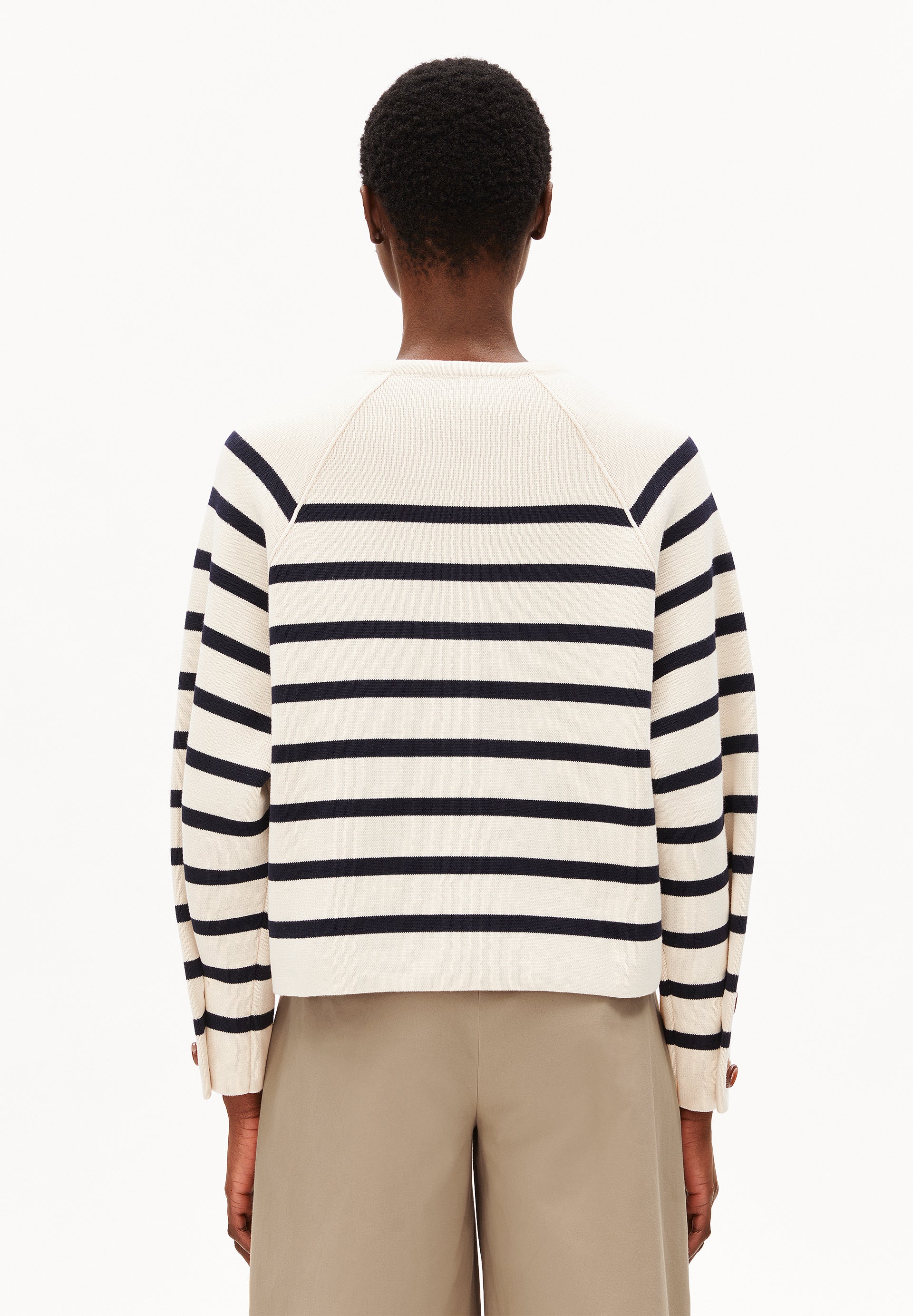 Placed Stripe Knit Cardigan Jacket