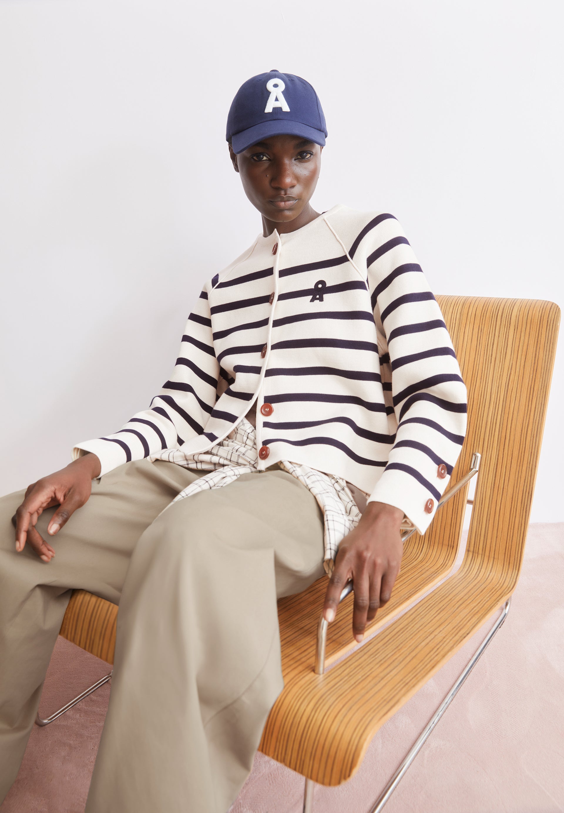 Placed Stripe Knit Cardigan Jacket