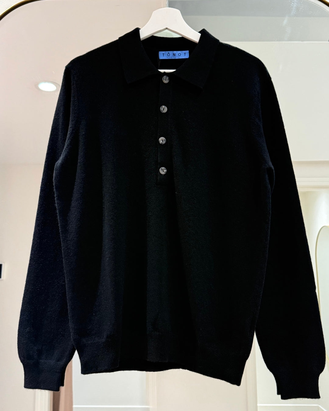 Cashmere Long Sleeve 4 Button Polo