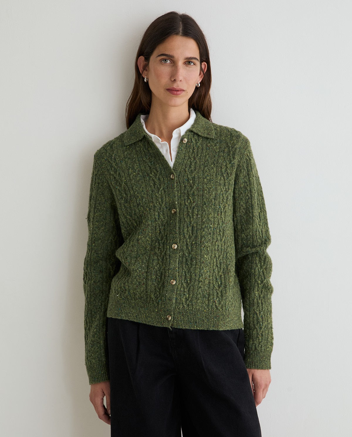 Cable Knit Tweed Cardigan