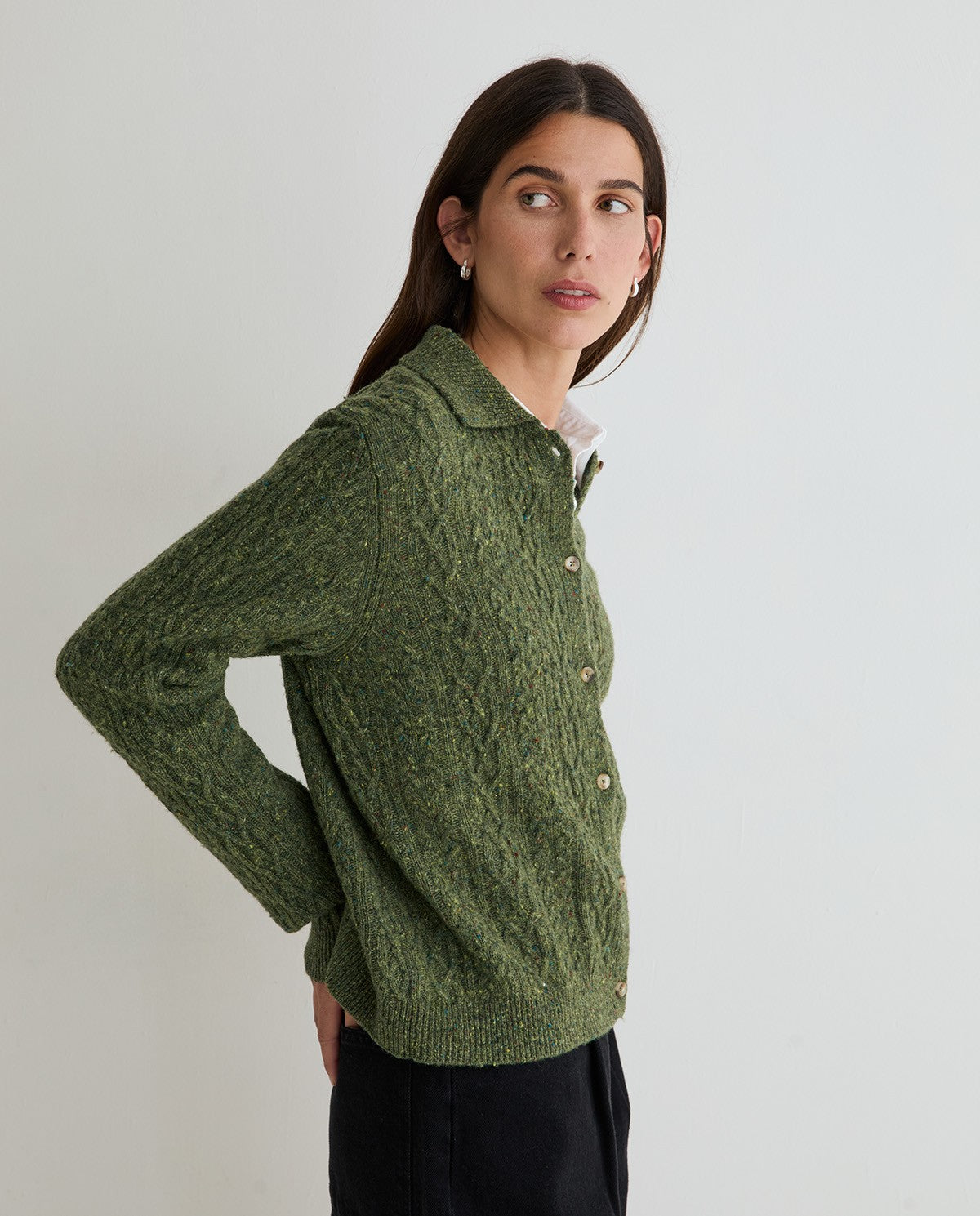 Cable Knit Tweed Cardigan