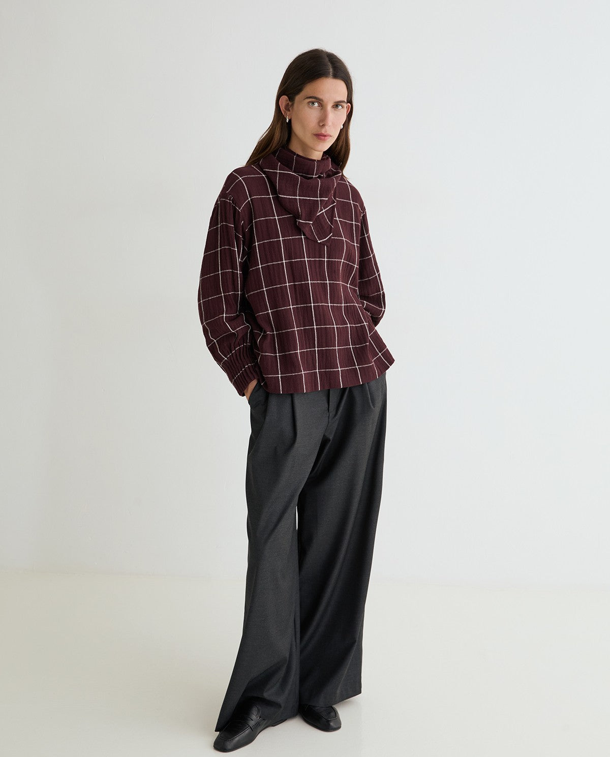 Check Shirt With Scarf
