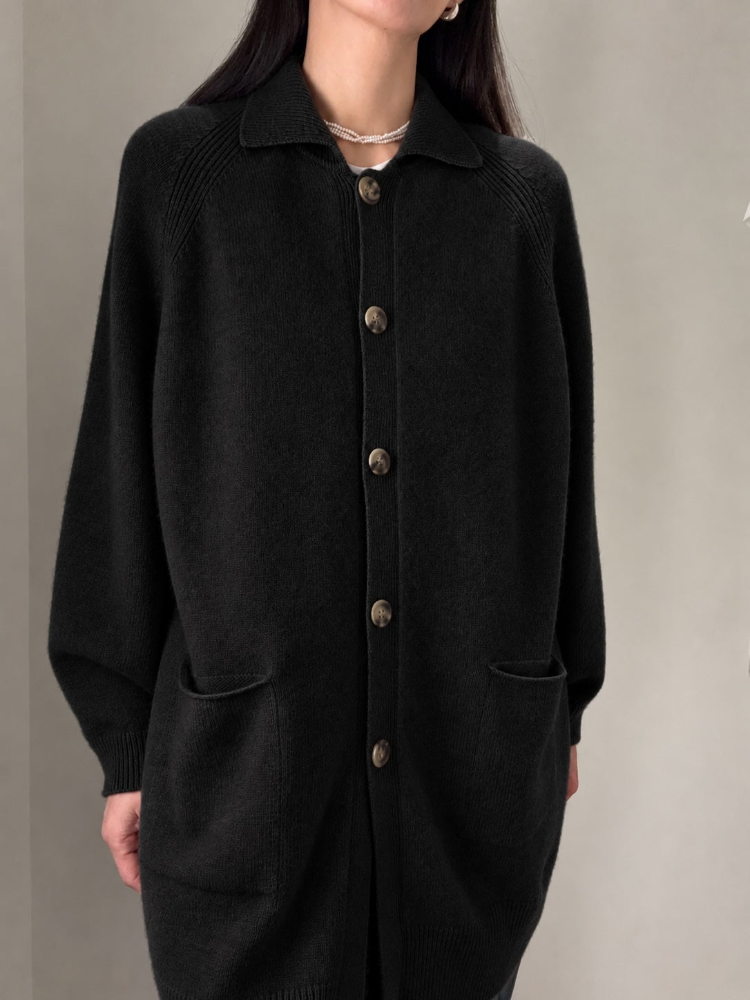 Cashmere Long Polo Cardigan