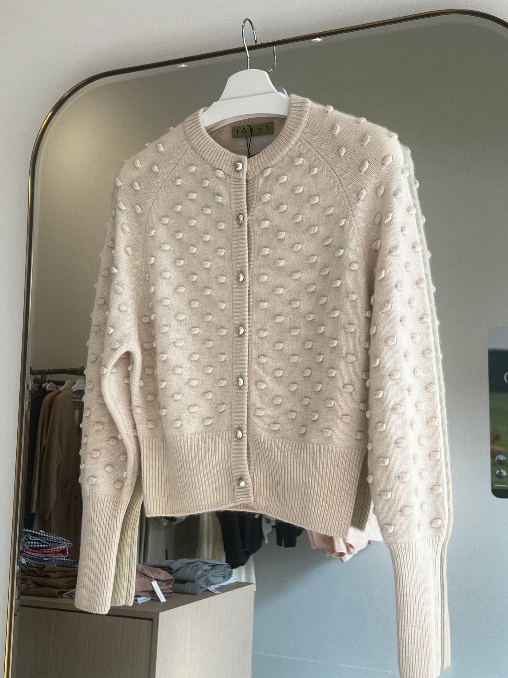 Peanut Stitch Crop Cashmere Cardigan