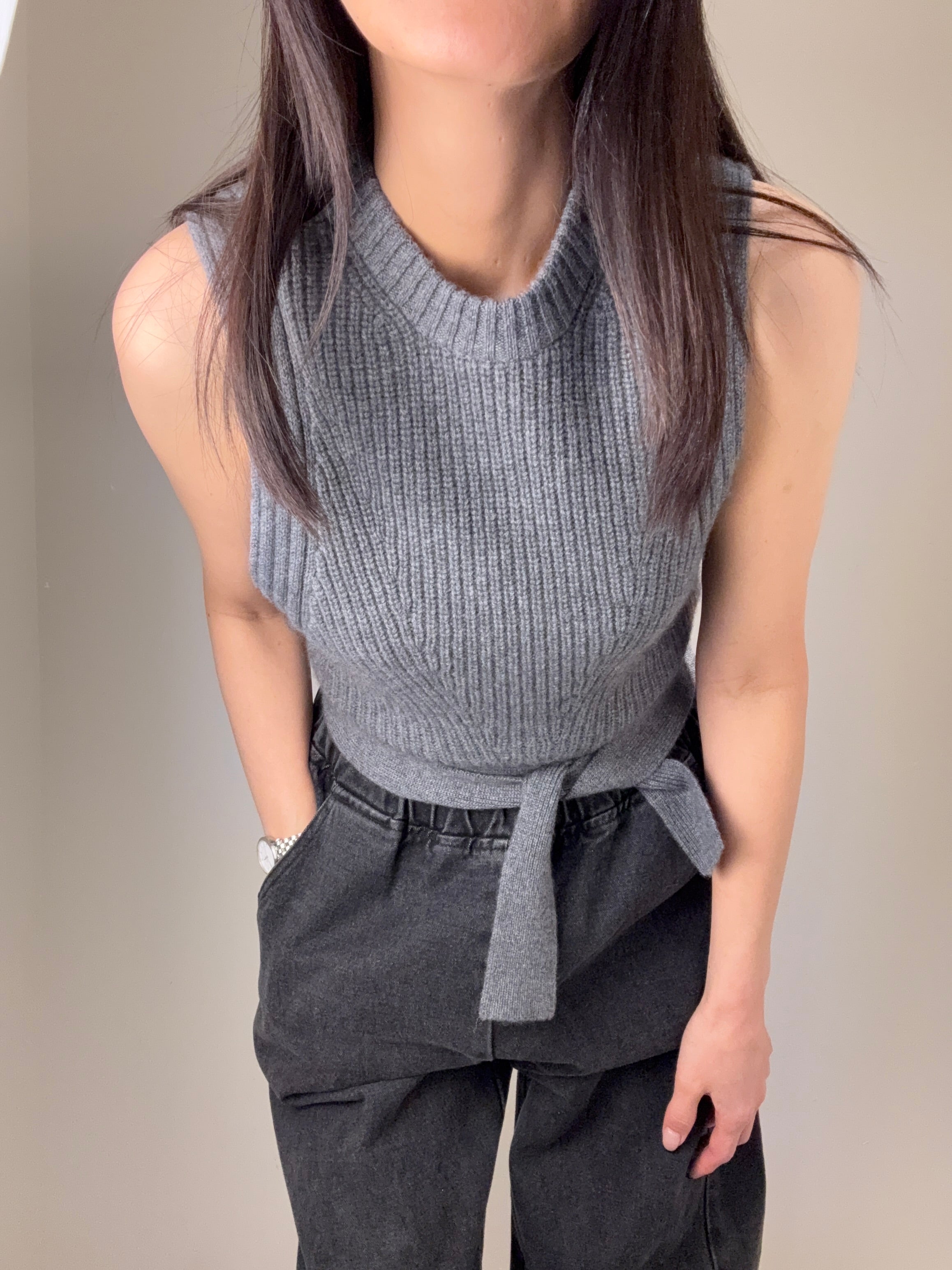Cashmere Long Belt Vest
