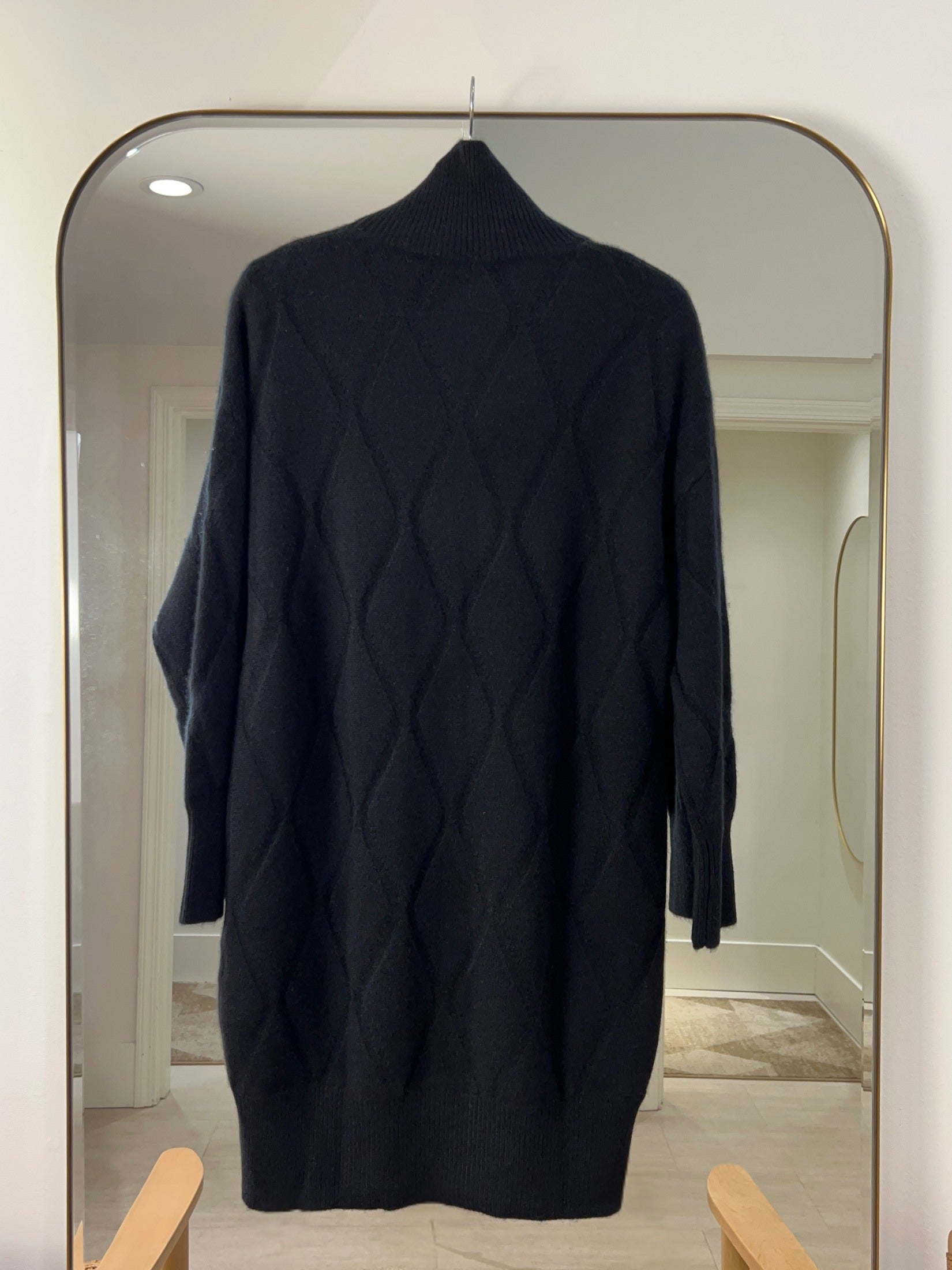 Cashmere Diamond Stitch Turtle Neck Dress