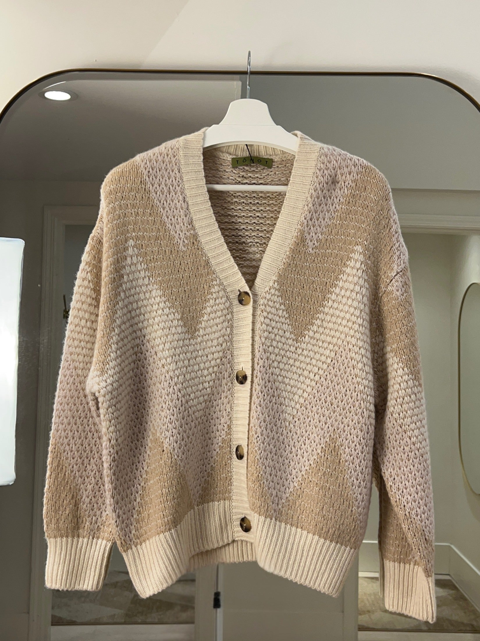 Cashmere Drop Stitch Intarsia Cardigan