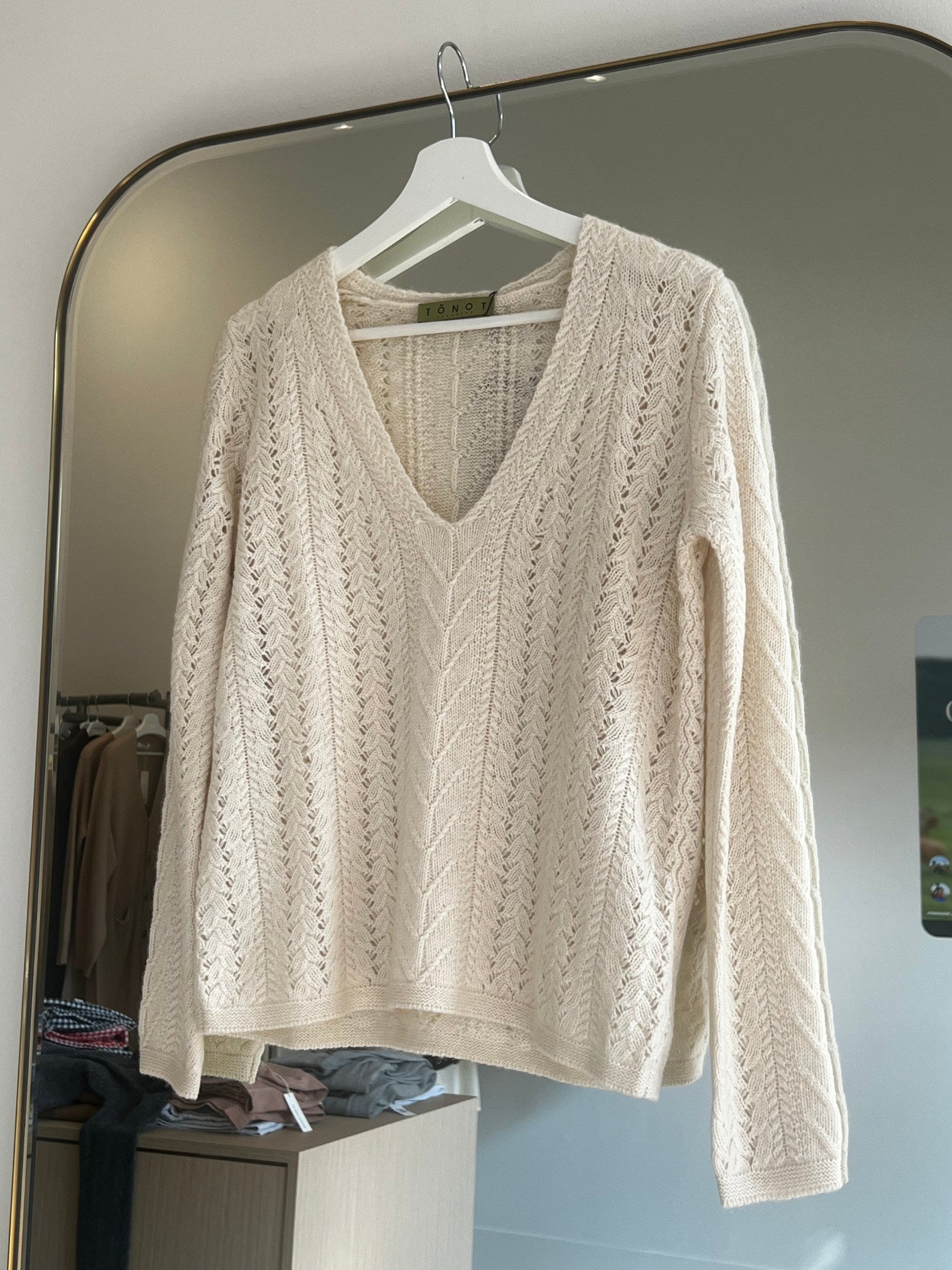 Cashmere Lace Stitch V Neck