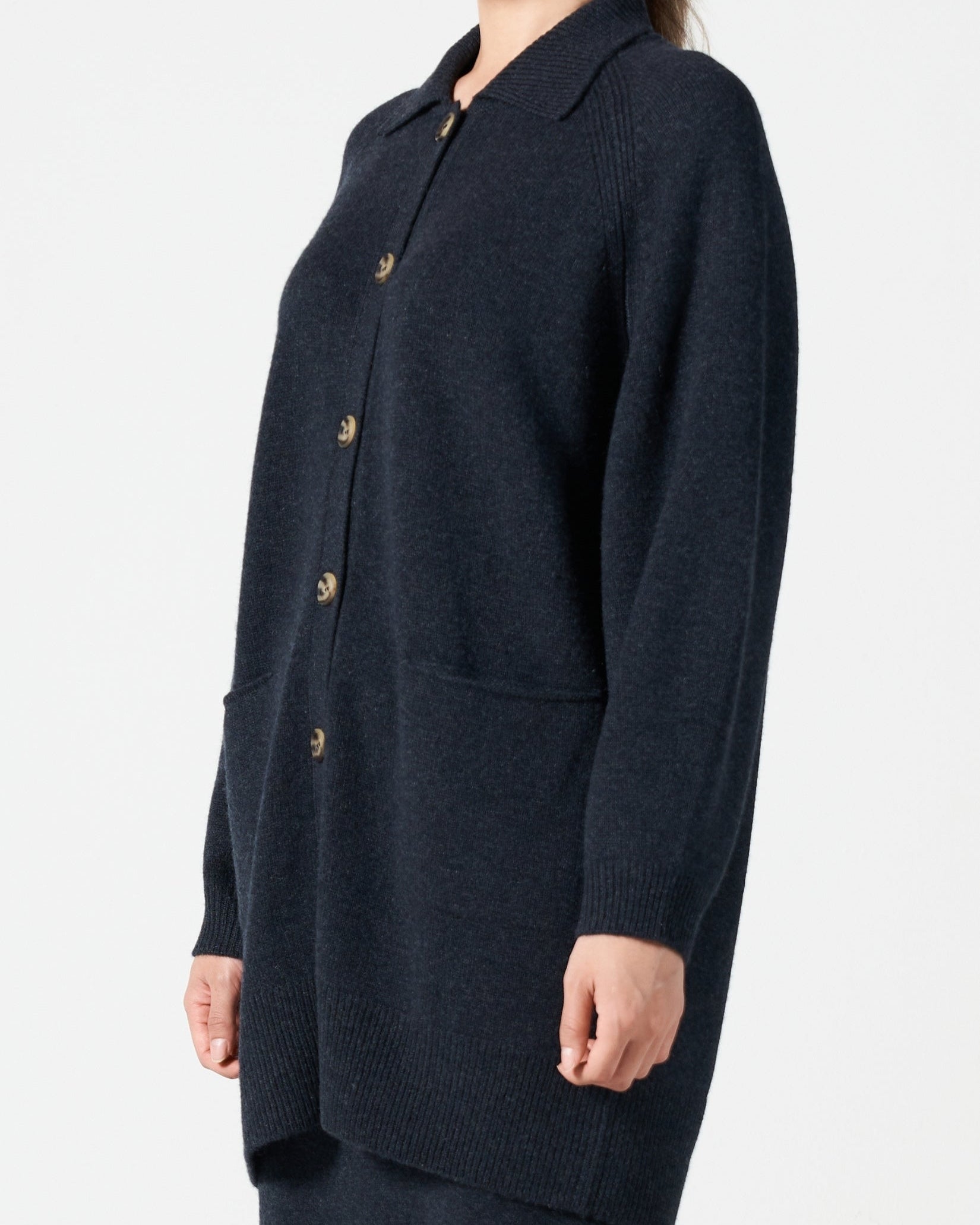 Cashmere Long Polo Cardigan