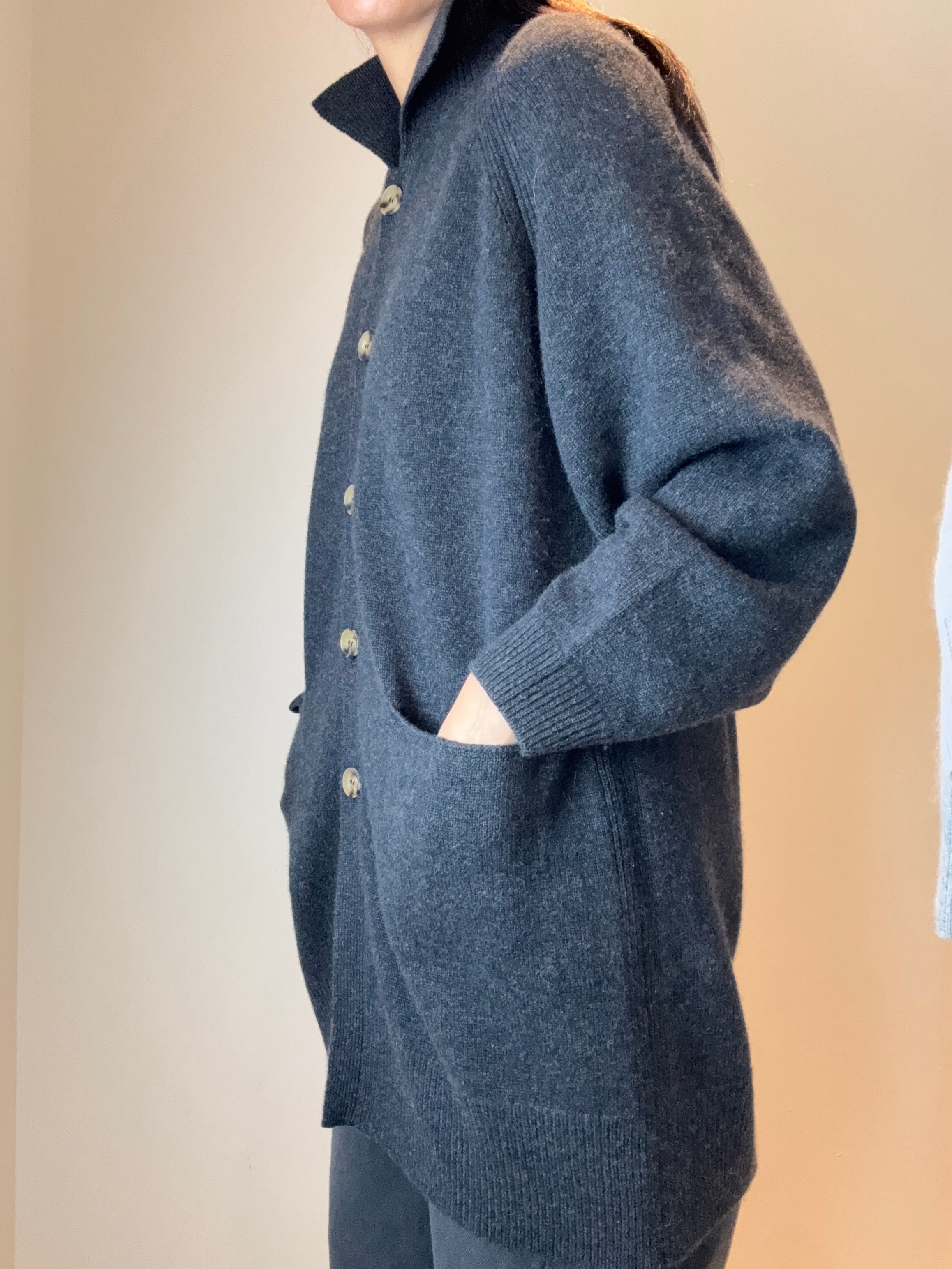 Cashmere Long Polo Cardigan