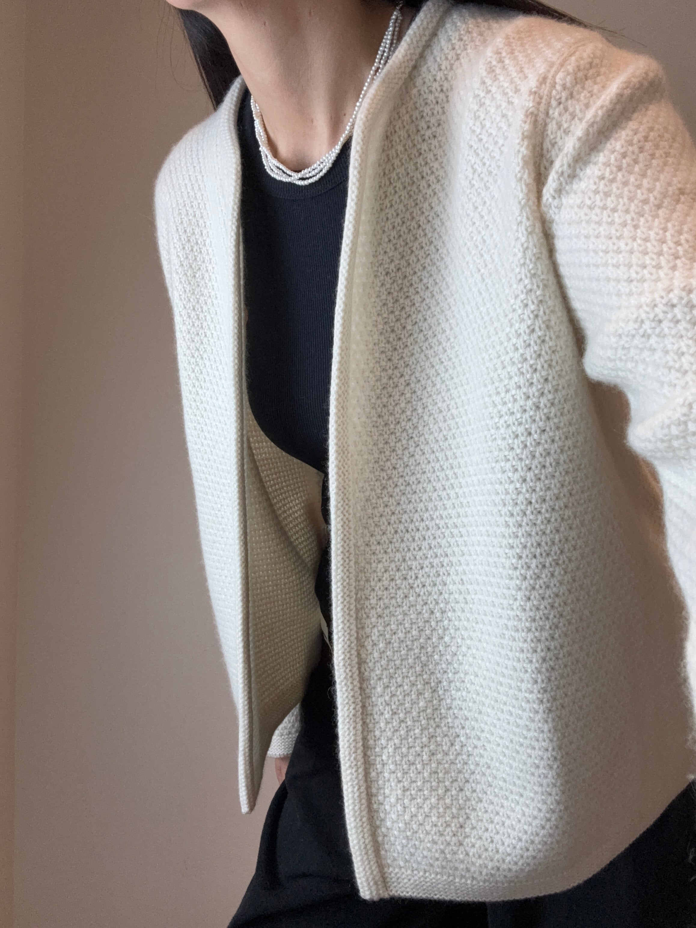 Cashmere Moss Stitch Round Neck Cardigan