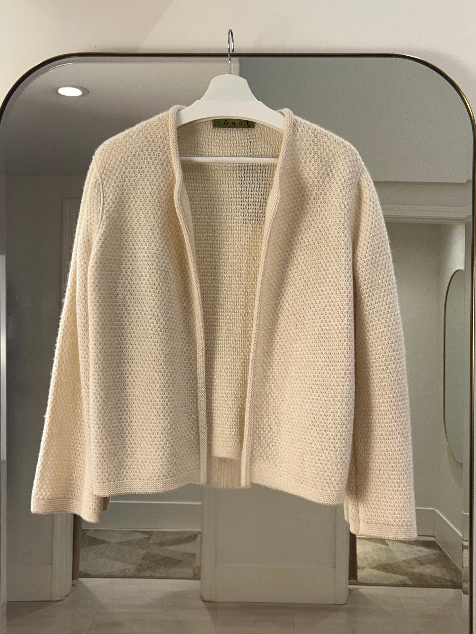 Cashmere Moss Stitch Round Neck Cardigan
