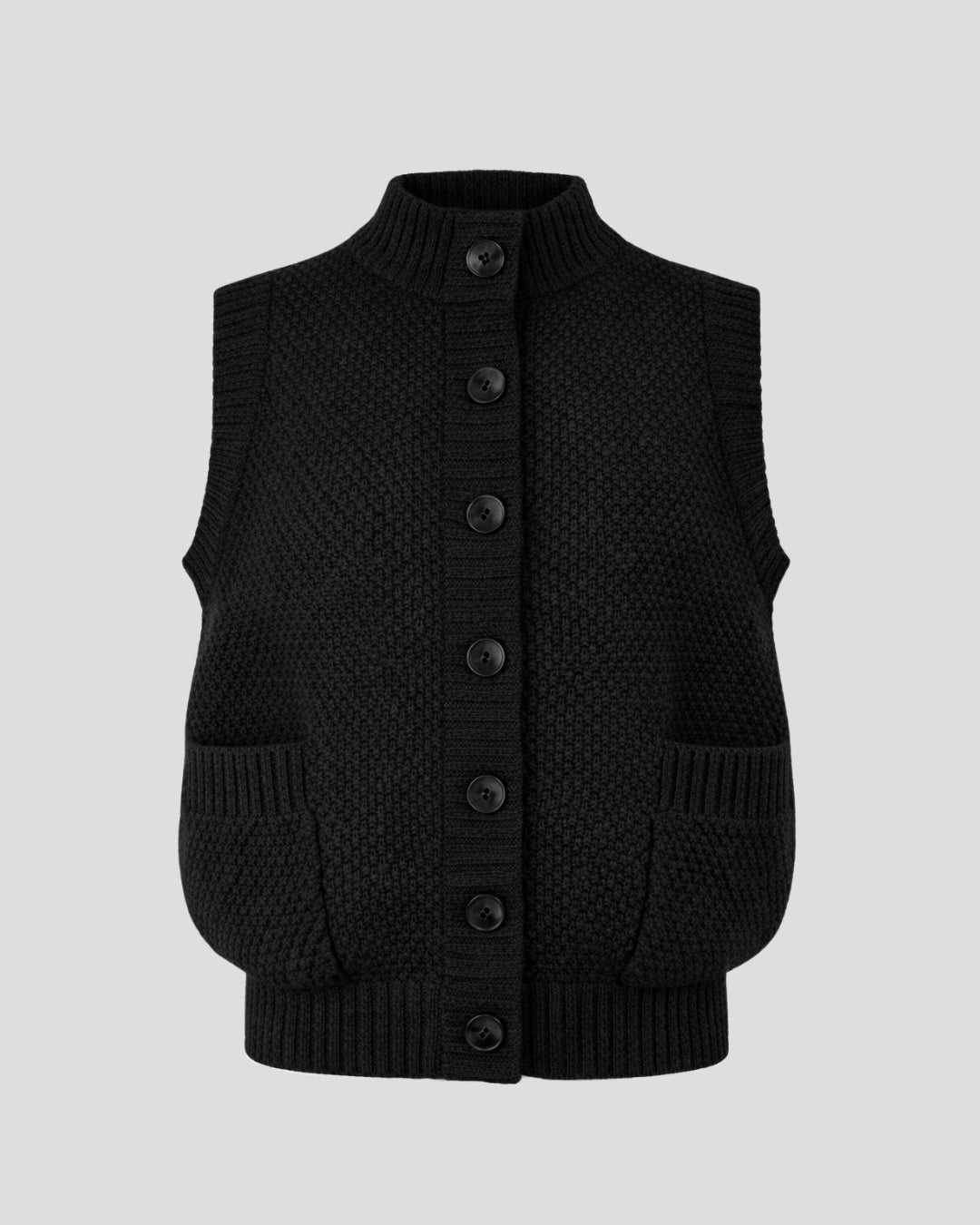 Moss Stitch Cashmere Button Vest