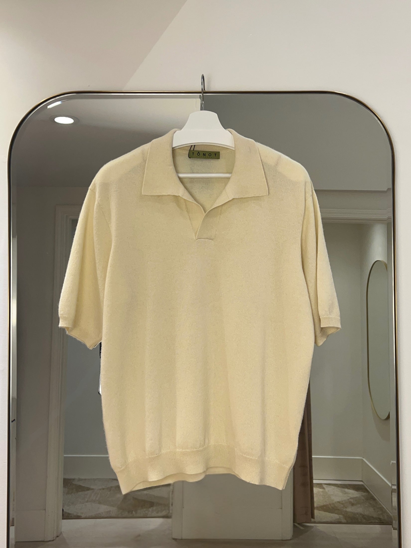 Cashmere Short Sleeve Polo-Cream