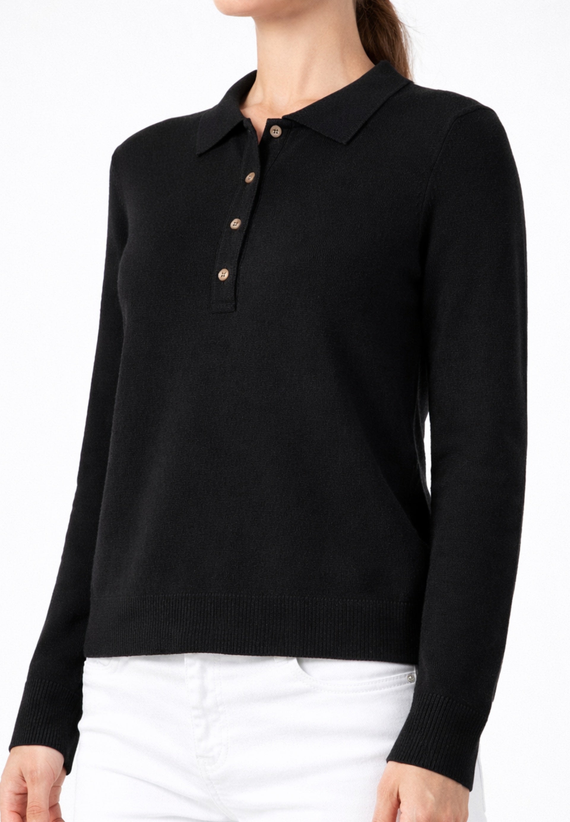 Cashmere Long Sleeve 4 Button Polo