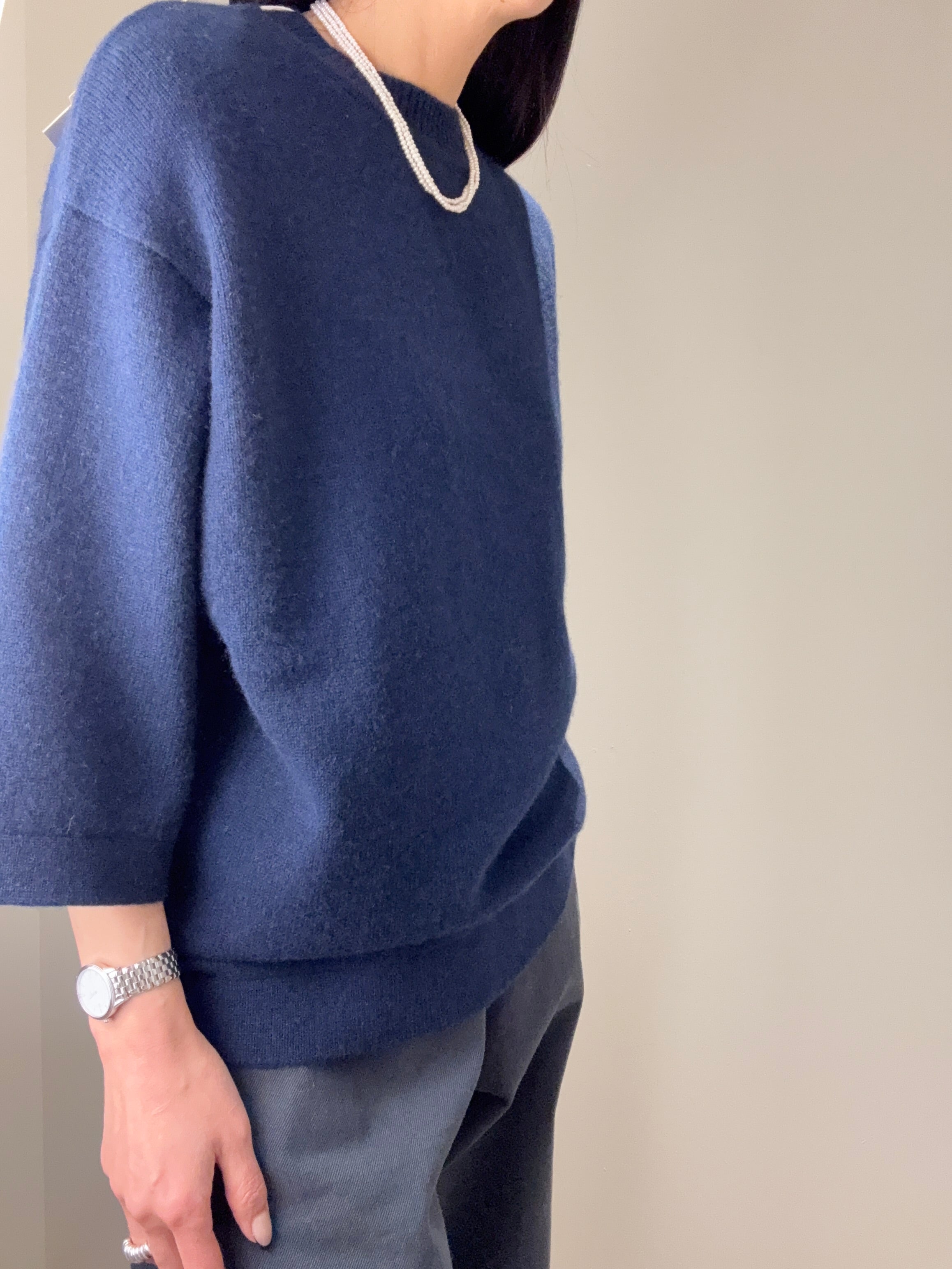 Quarter Sleeve Loose Cashmere Sweater