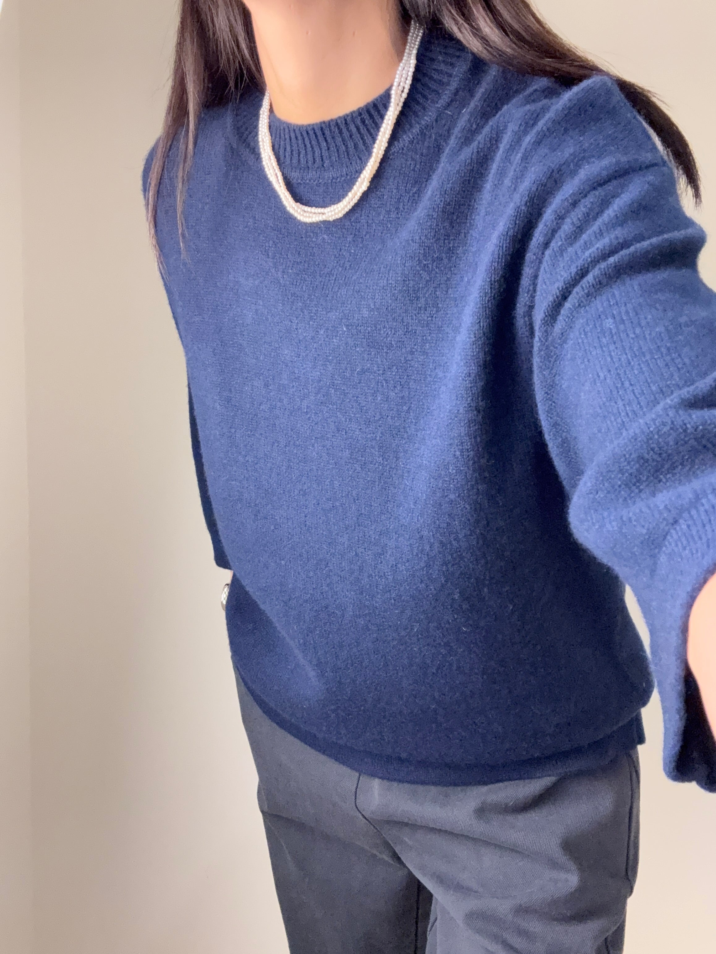 Quarter Sleeve Loose Cashmere Sweater