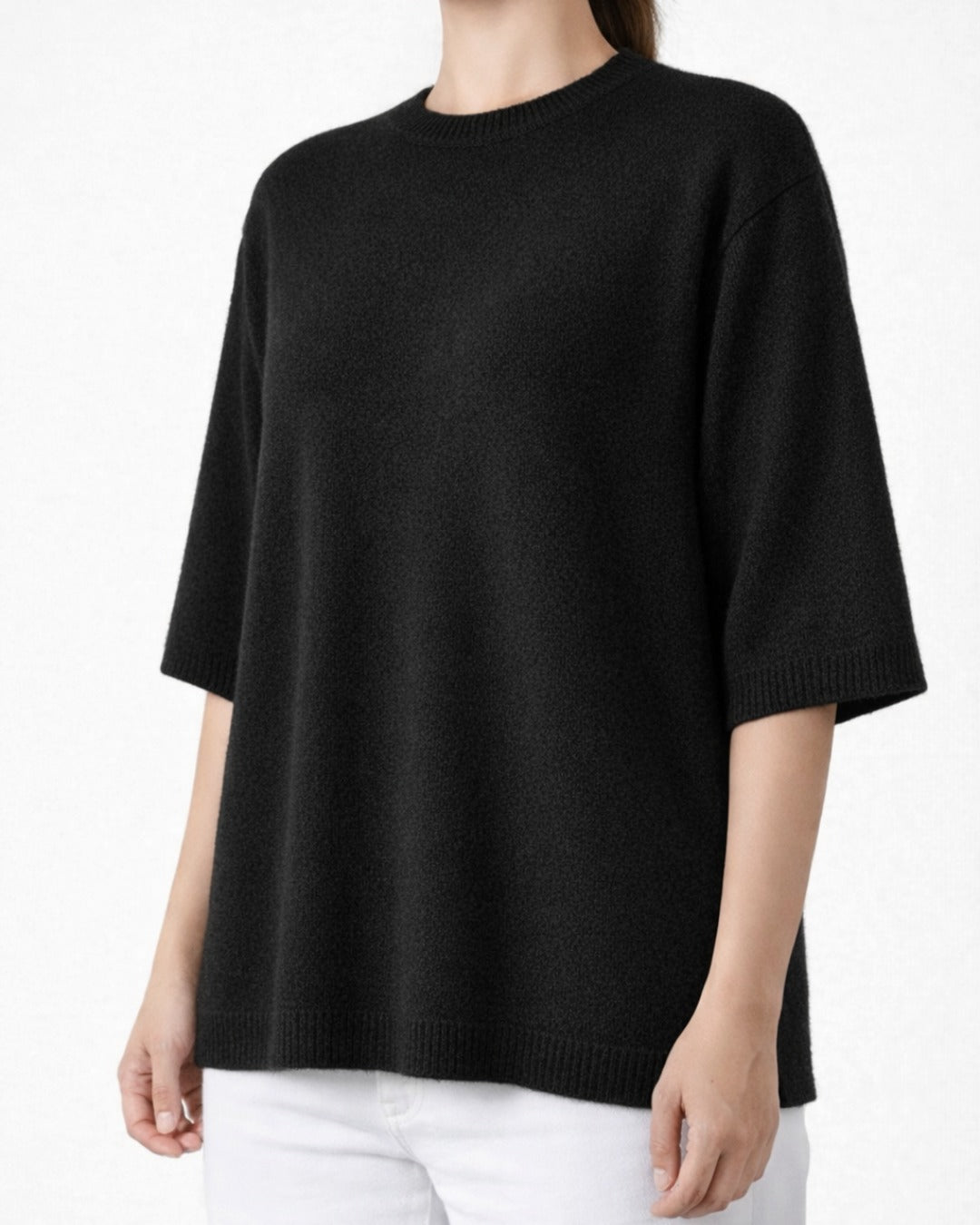 Quarter Sleeve Loose Cashmere Sweater