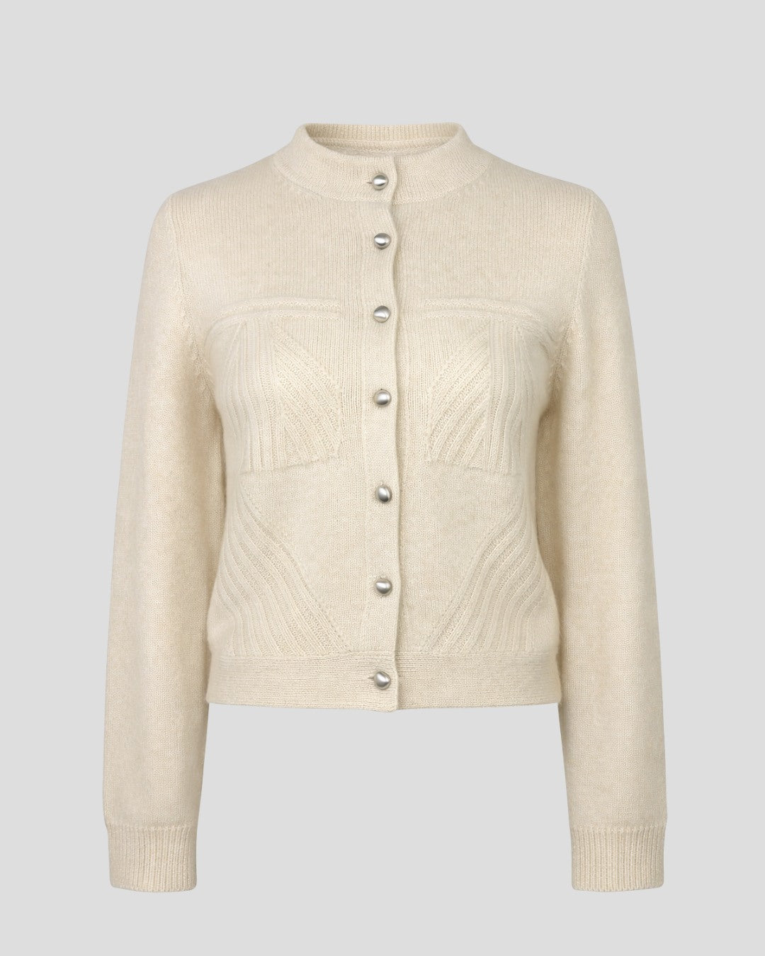 Shift Stitch Crop Button Cashmere Cardigan