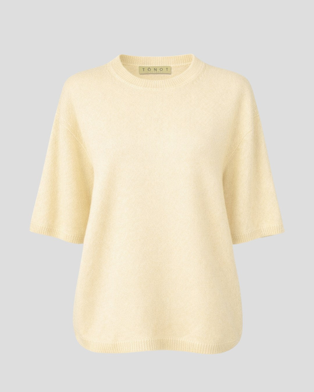 Cashmere Short Sleeve Round Neck-Cream