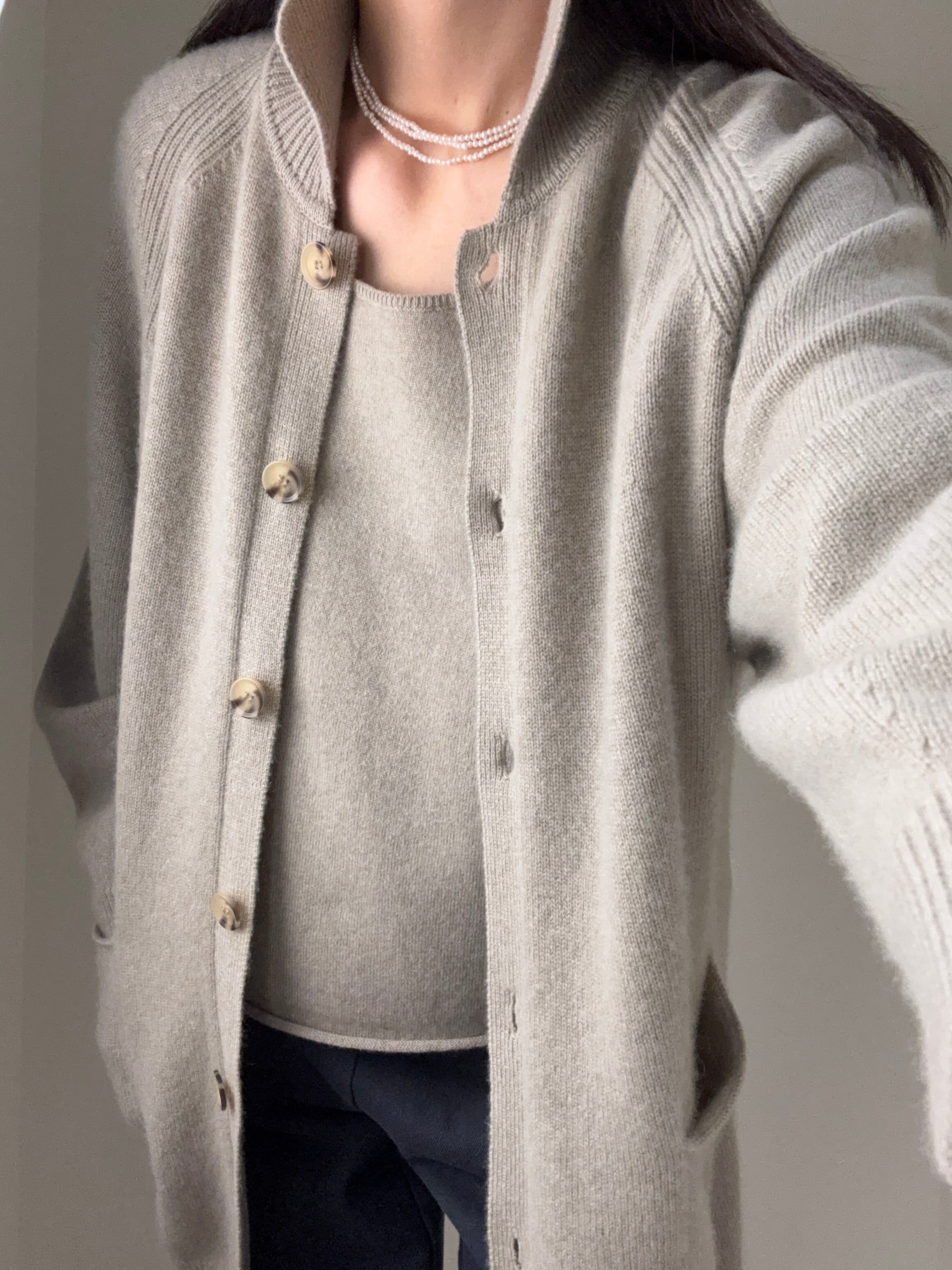 Cashmere Long Polo Cardigan