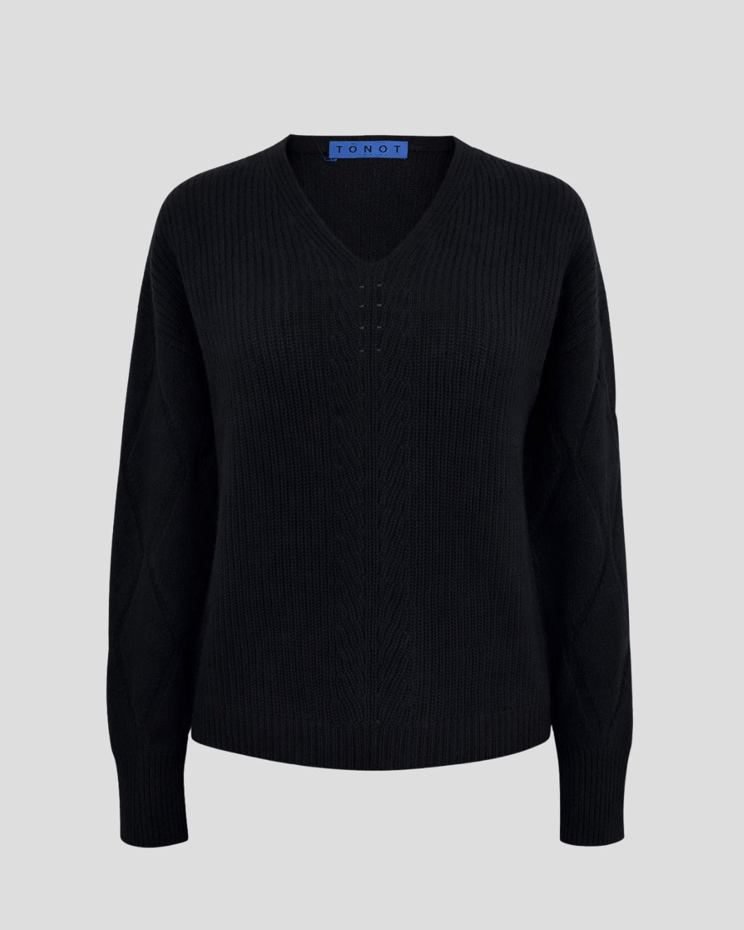 Diamond Stitch V Neck Cashmere Sweater
