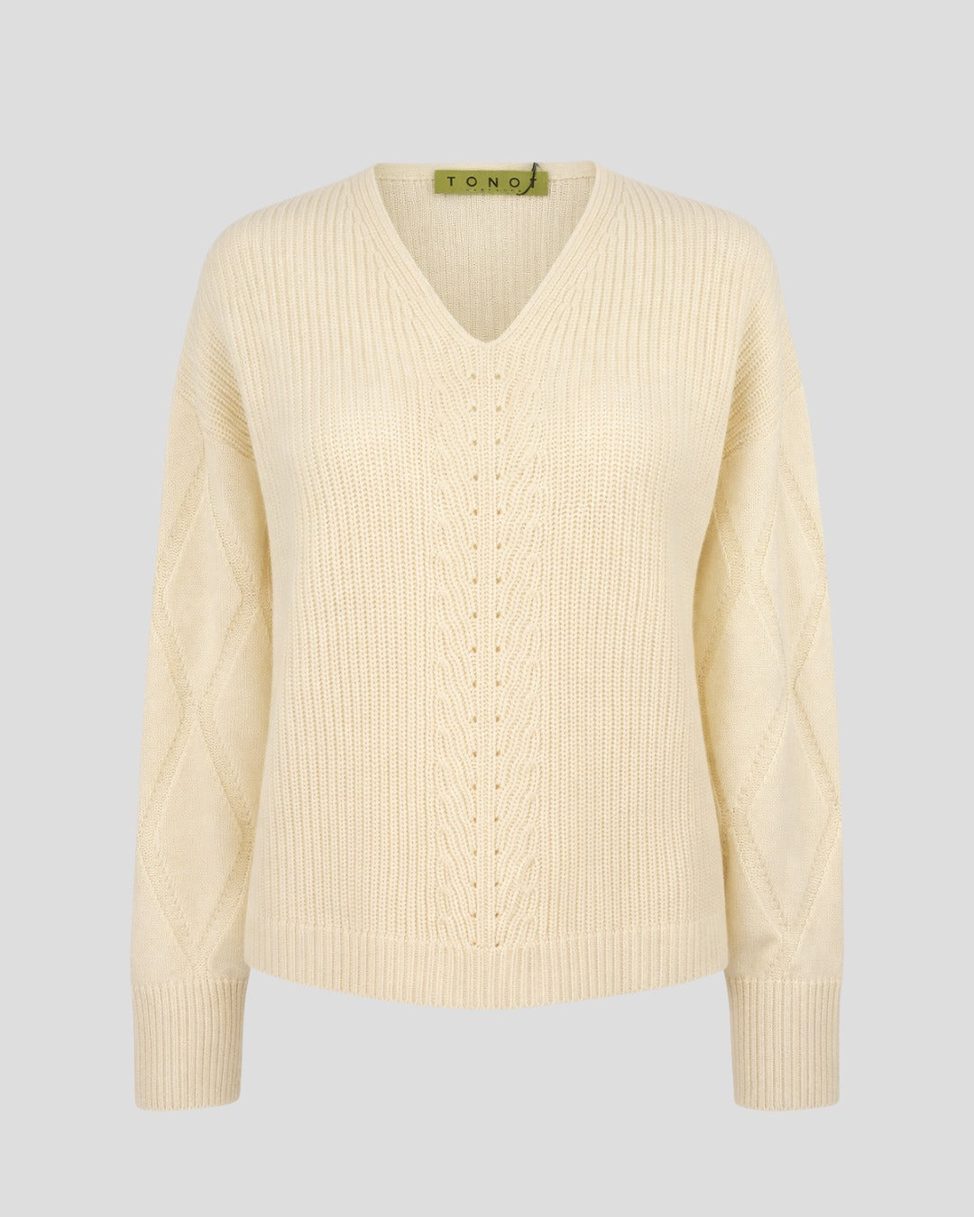 Diamond Stitch V Neck Cashmere Sweater