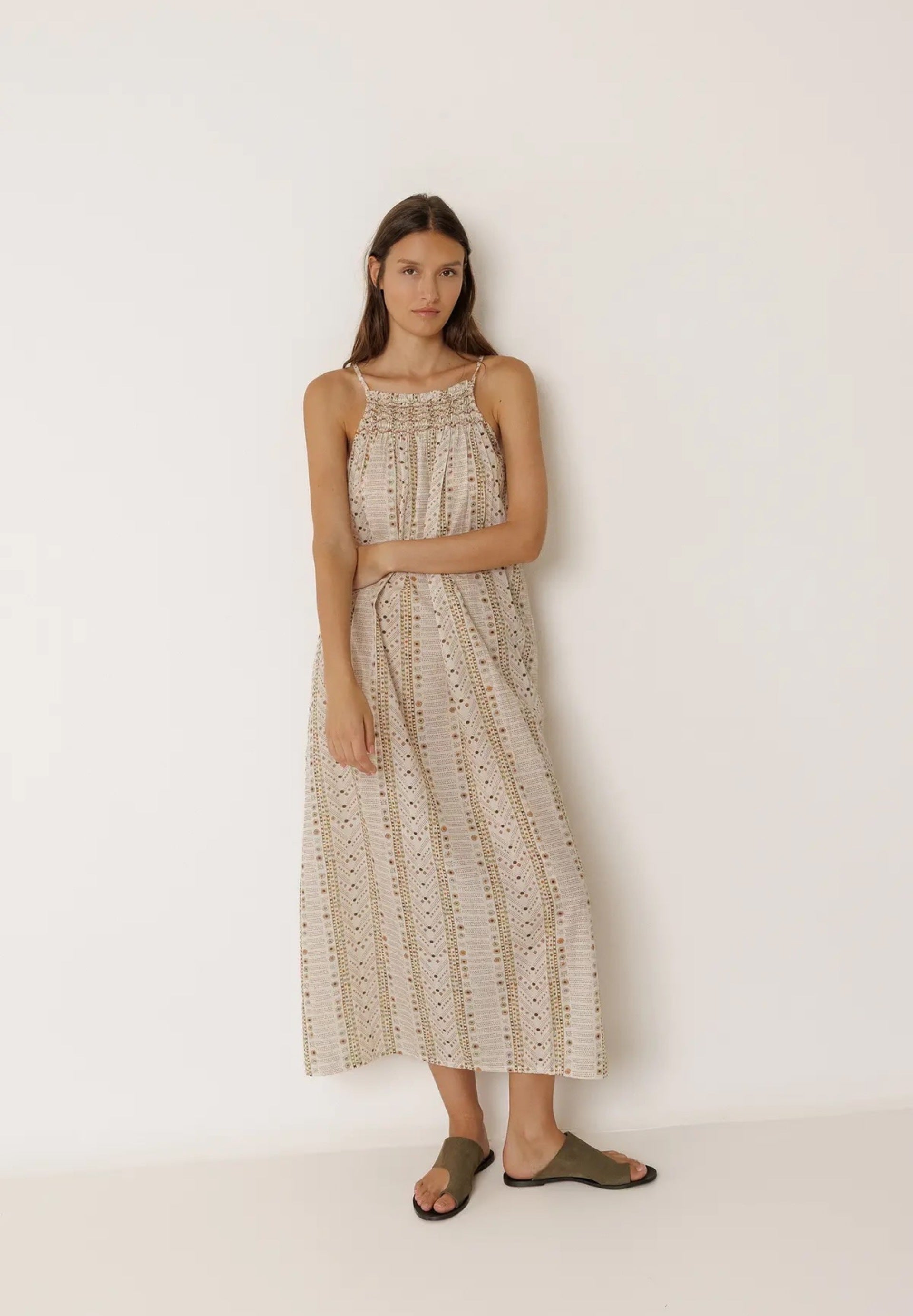 Stamp Print Halter Dress