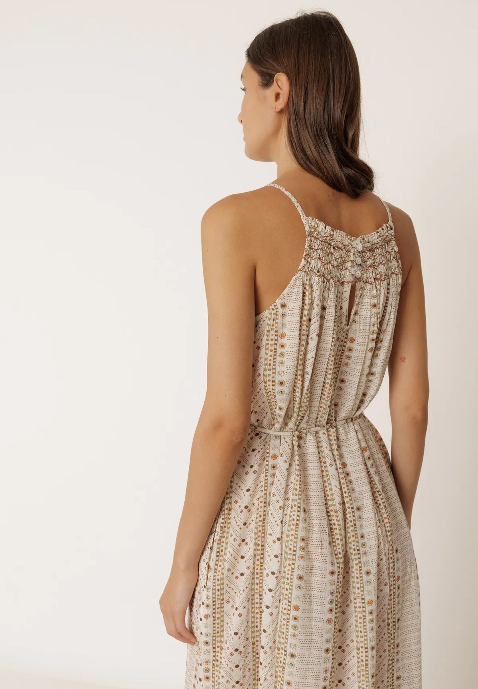 Stamp Print Halter Dress