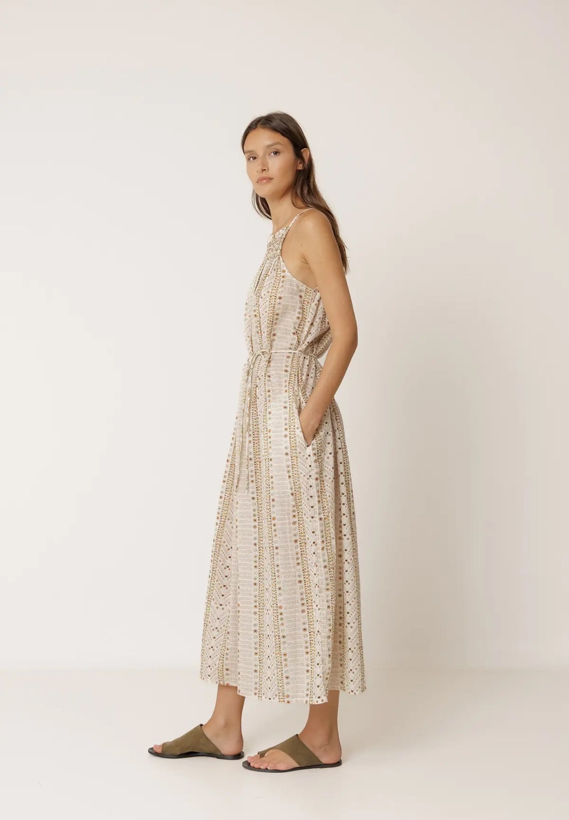 Stamp Print Halter Dress