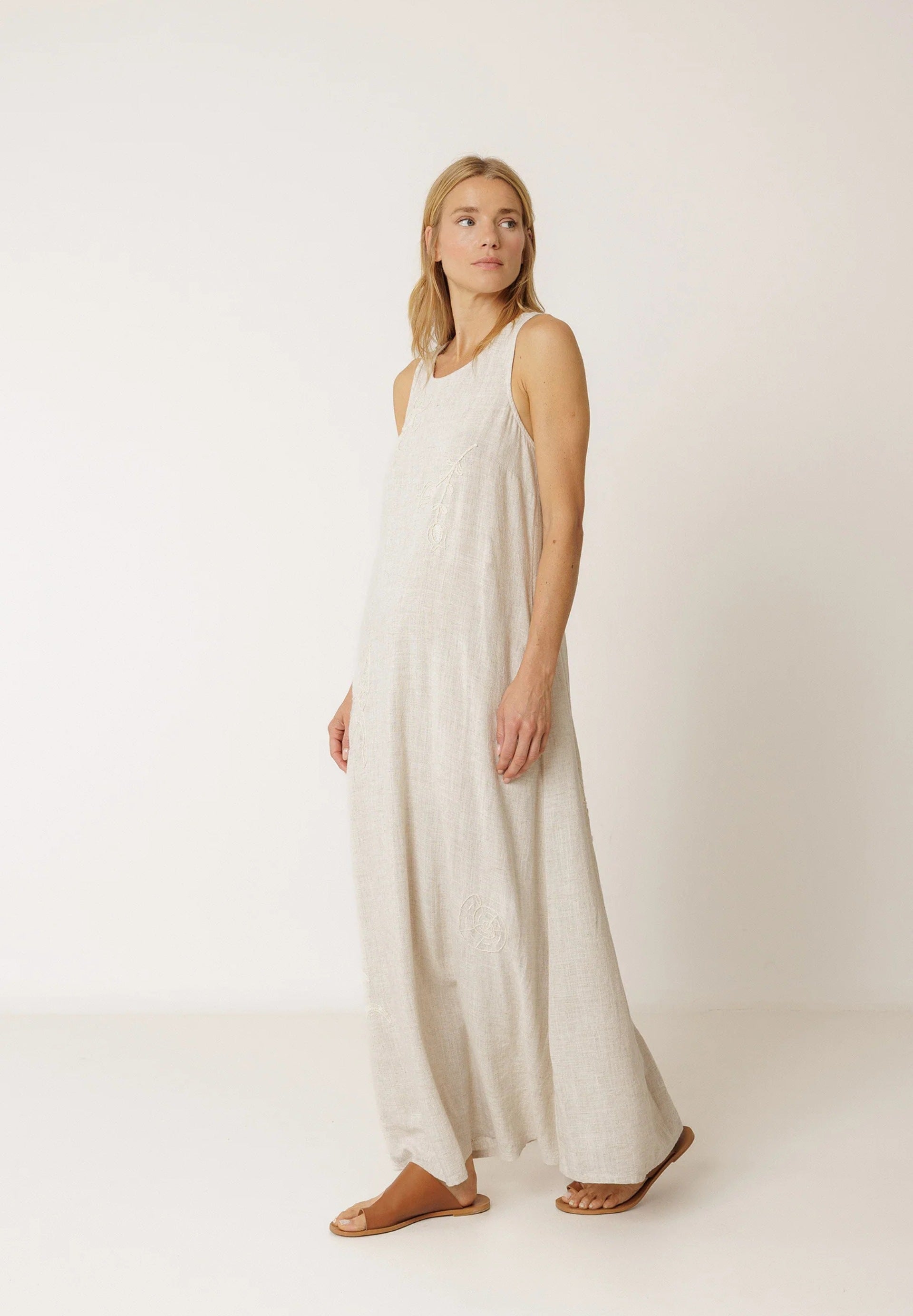 Natural Embroidered Dress