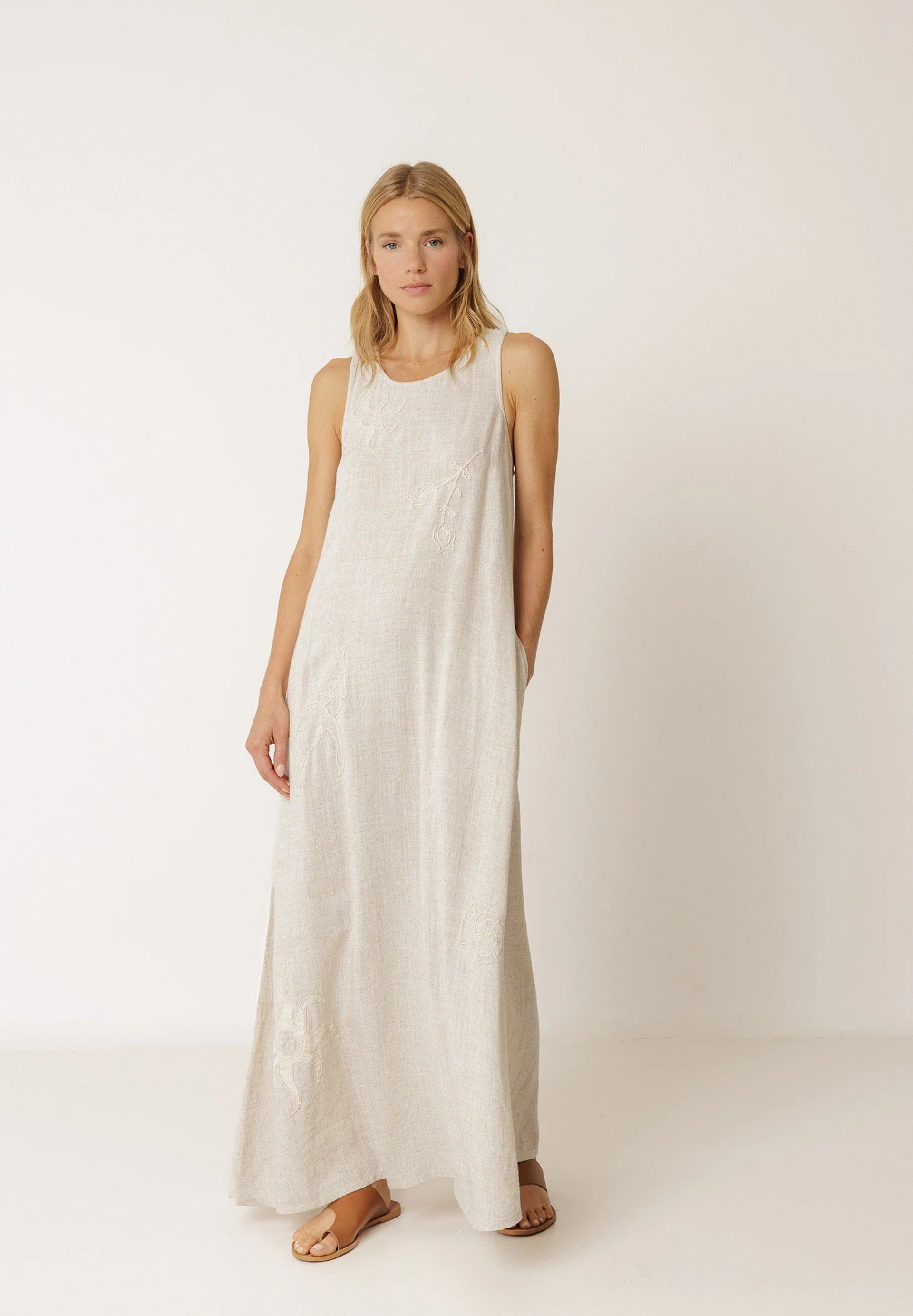 Natural Embroidered Dress