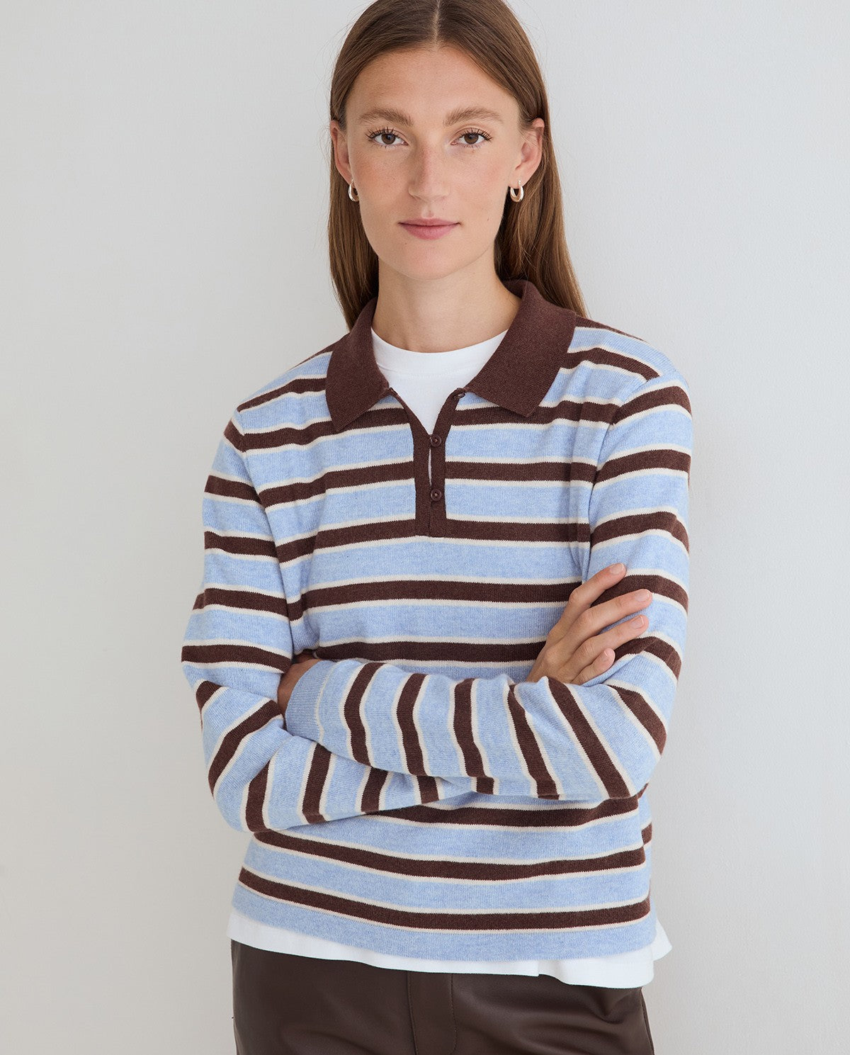 Striped Polo Neck Sweater