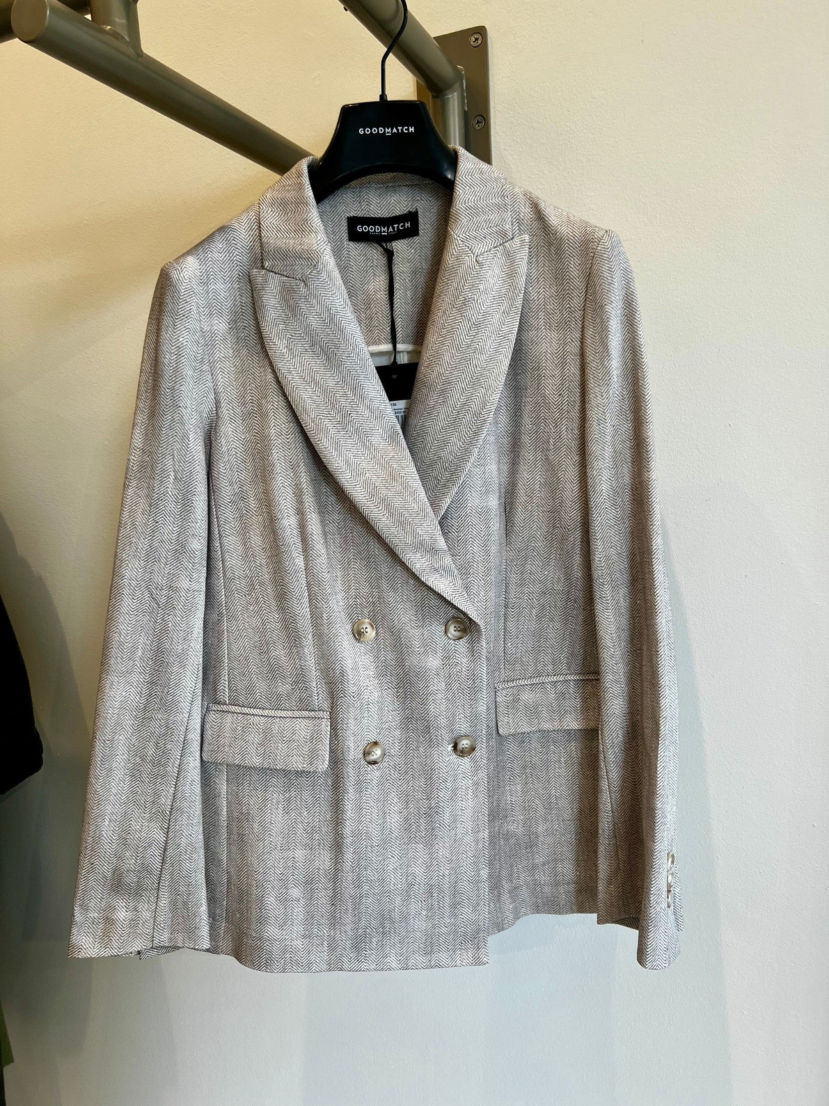 Double-Breasted Travel Suit Blazer