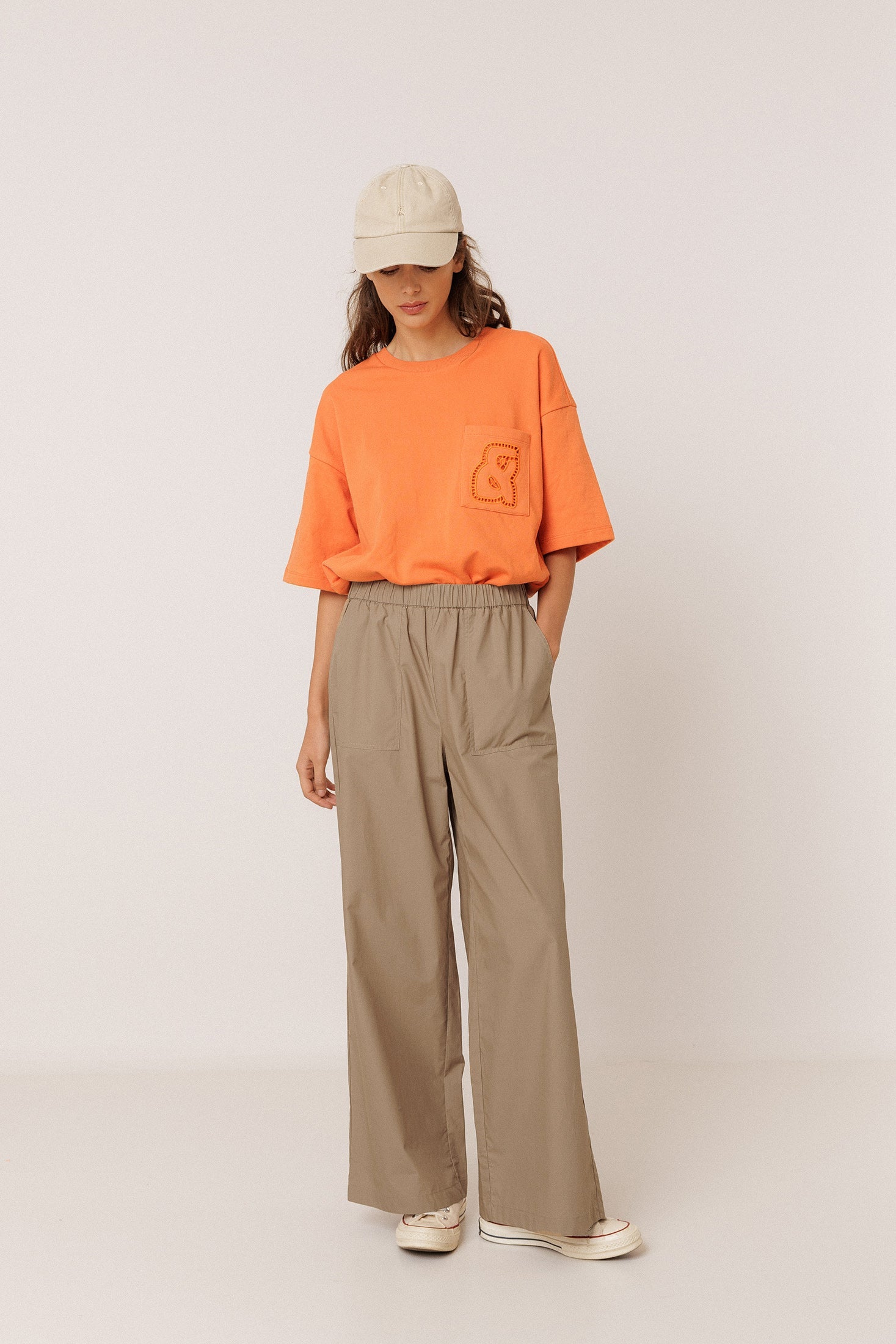 Elastic Poplin Pants