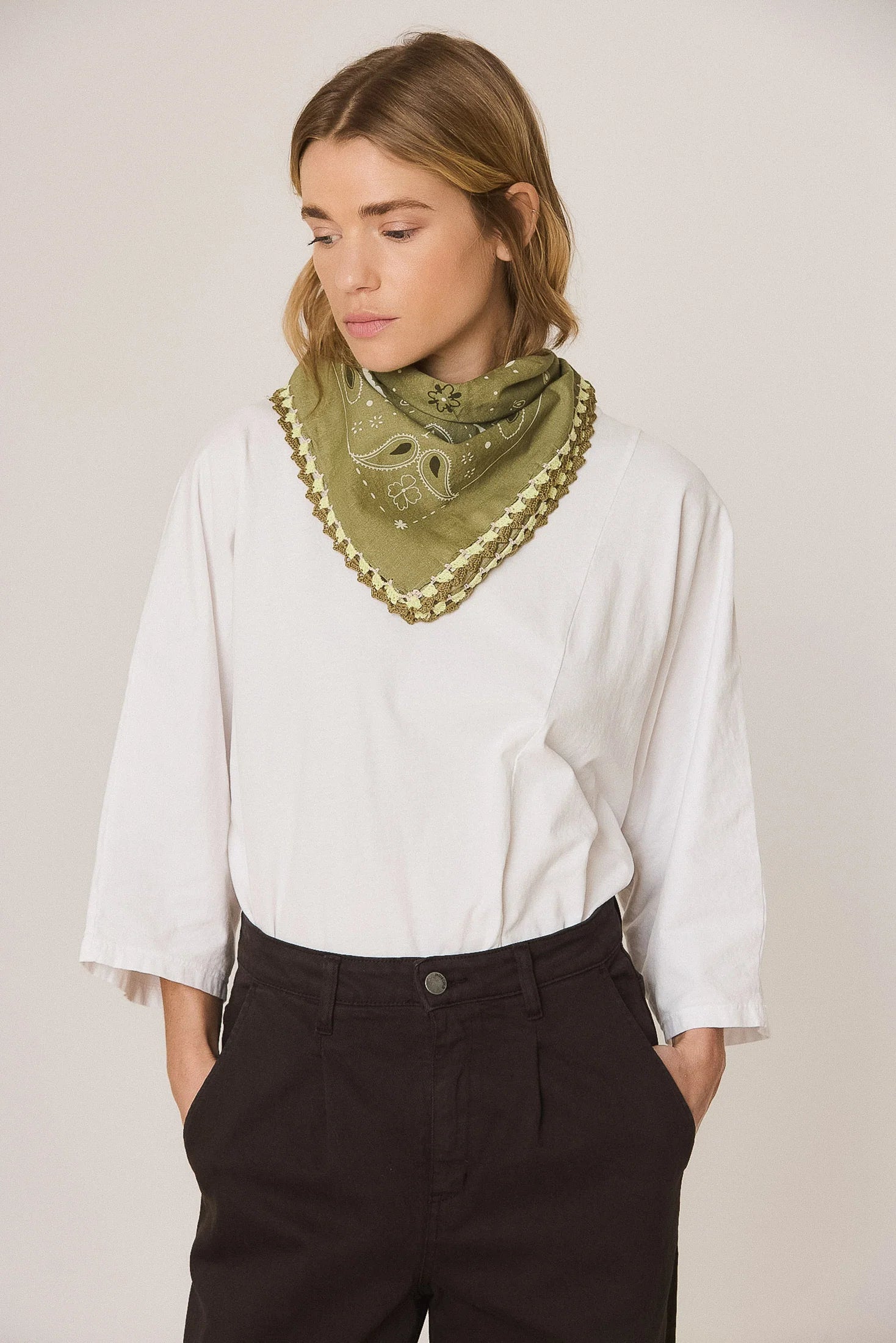 Bandana With Crochet Trim