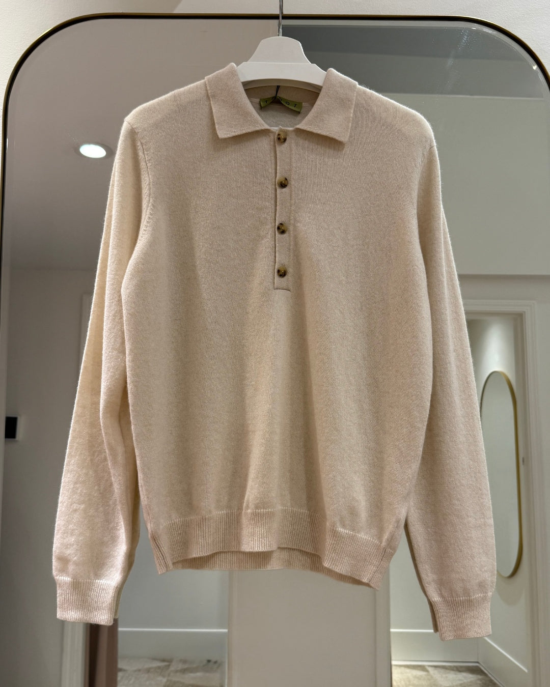 Cashmere Long Sleeve 4 Button Polo