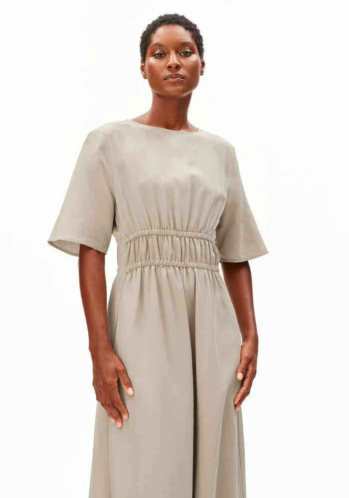 Linen Blend Gathered Dress