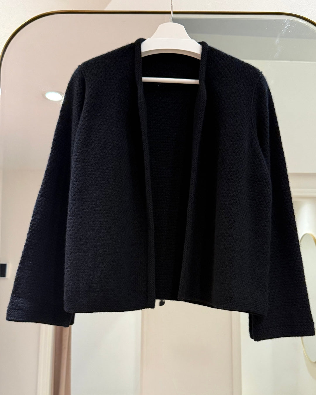 Cashmere Moss Stitch Round Neck Cardigan