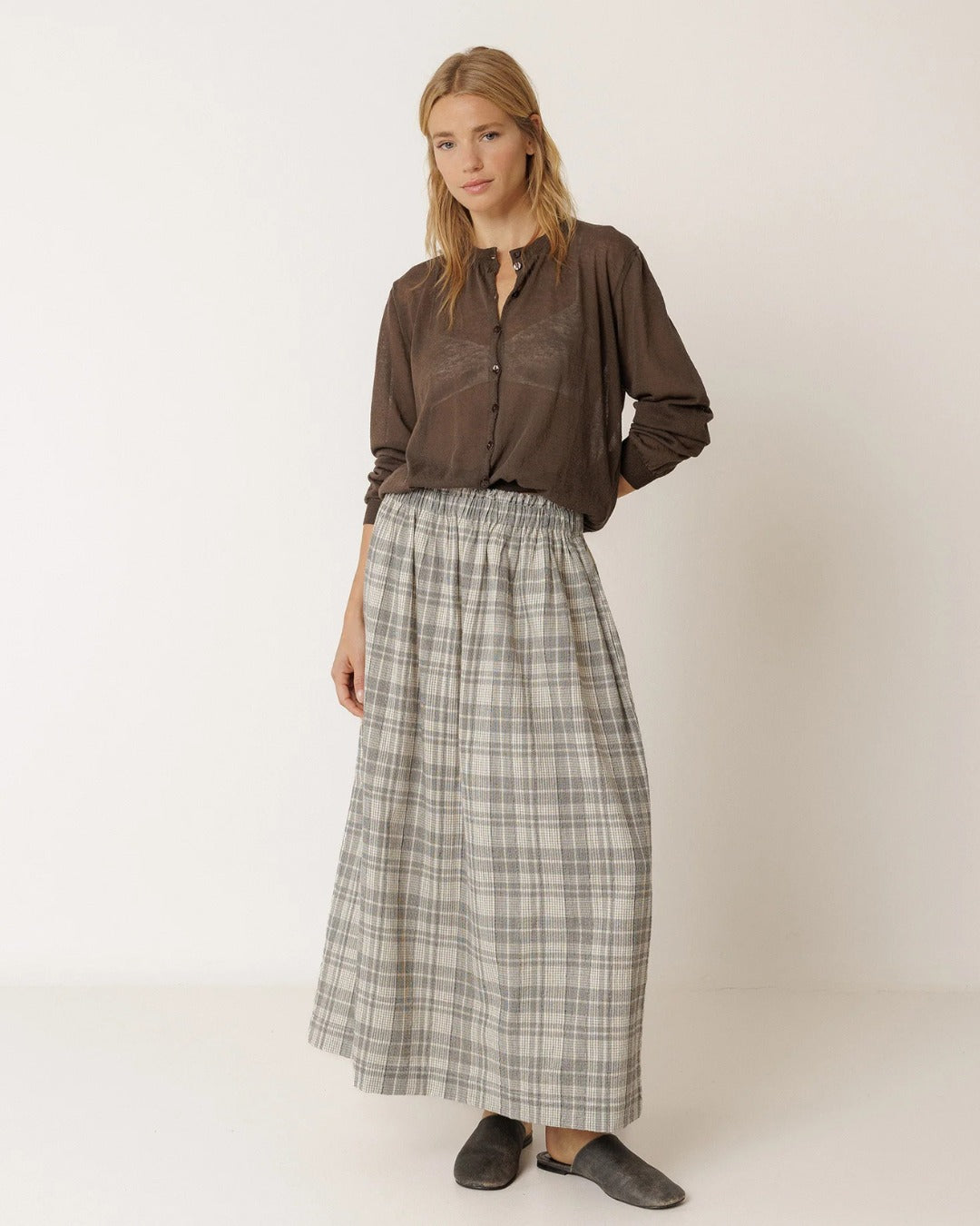 Cotton Plaid Skirt