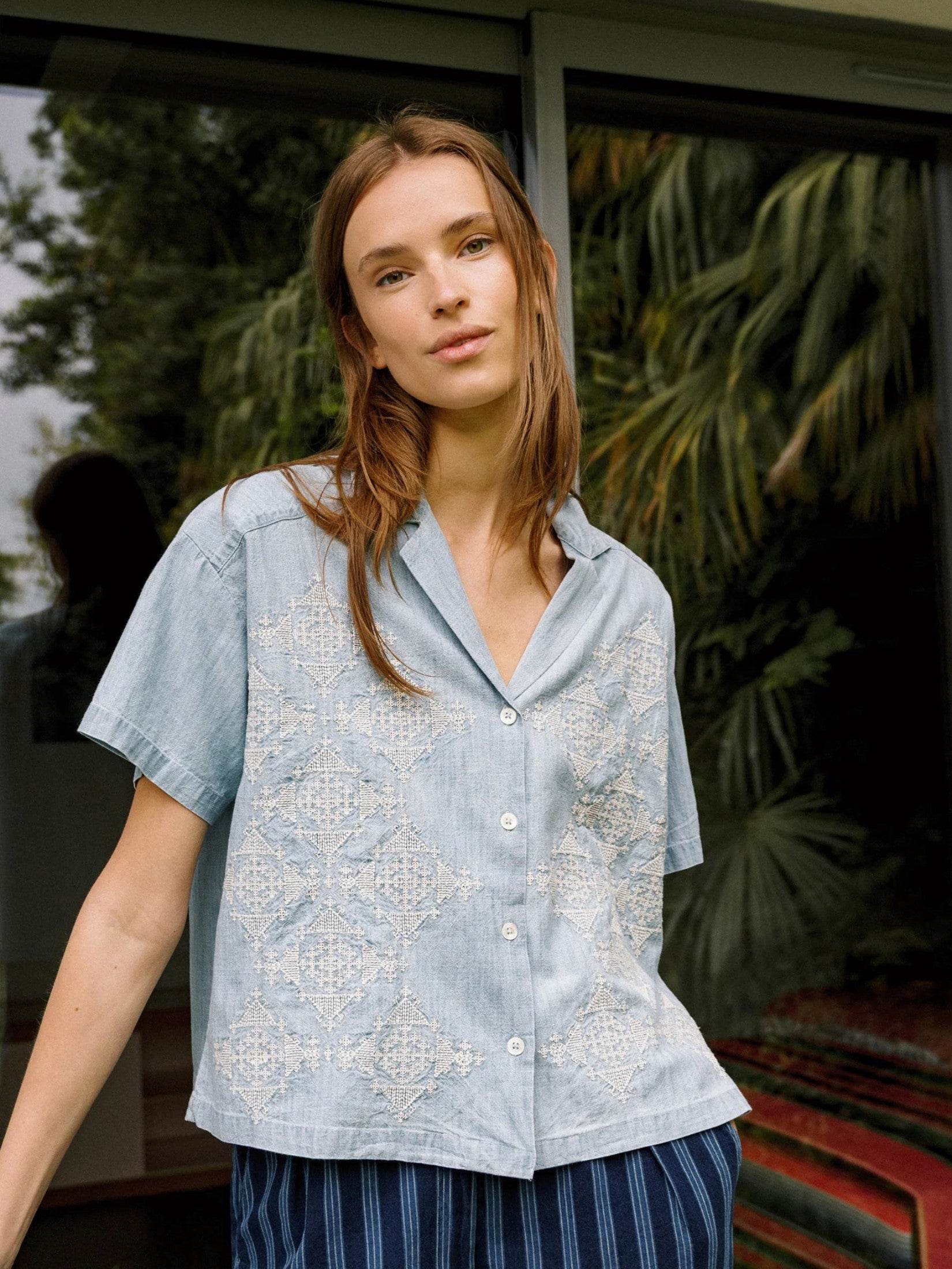 Embroidered Denim Shirt