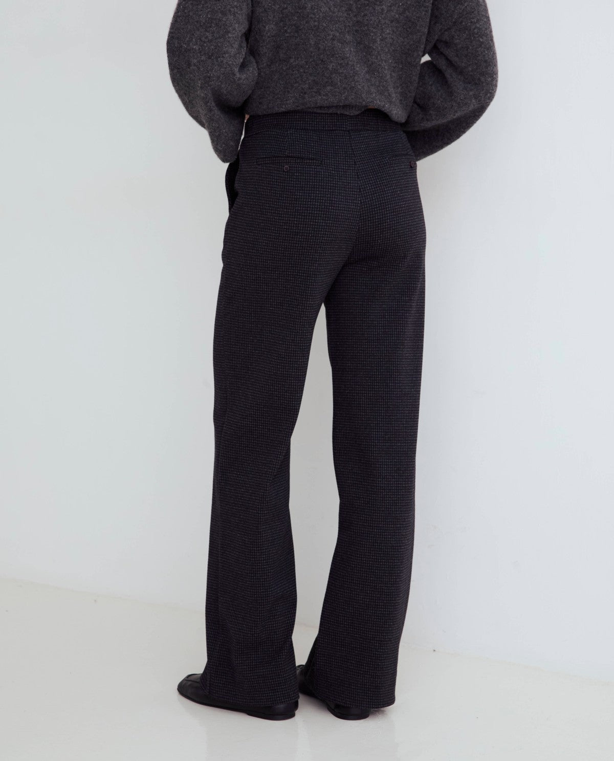 Wide Leg Check Trousers