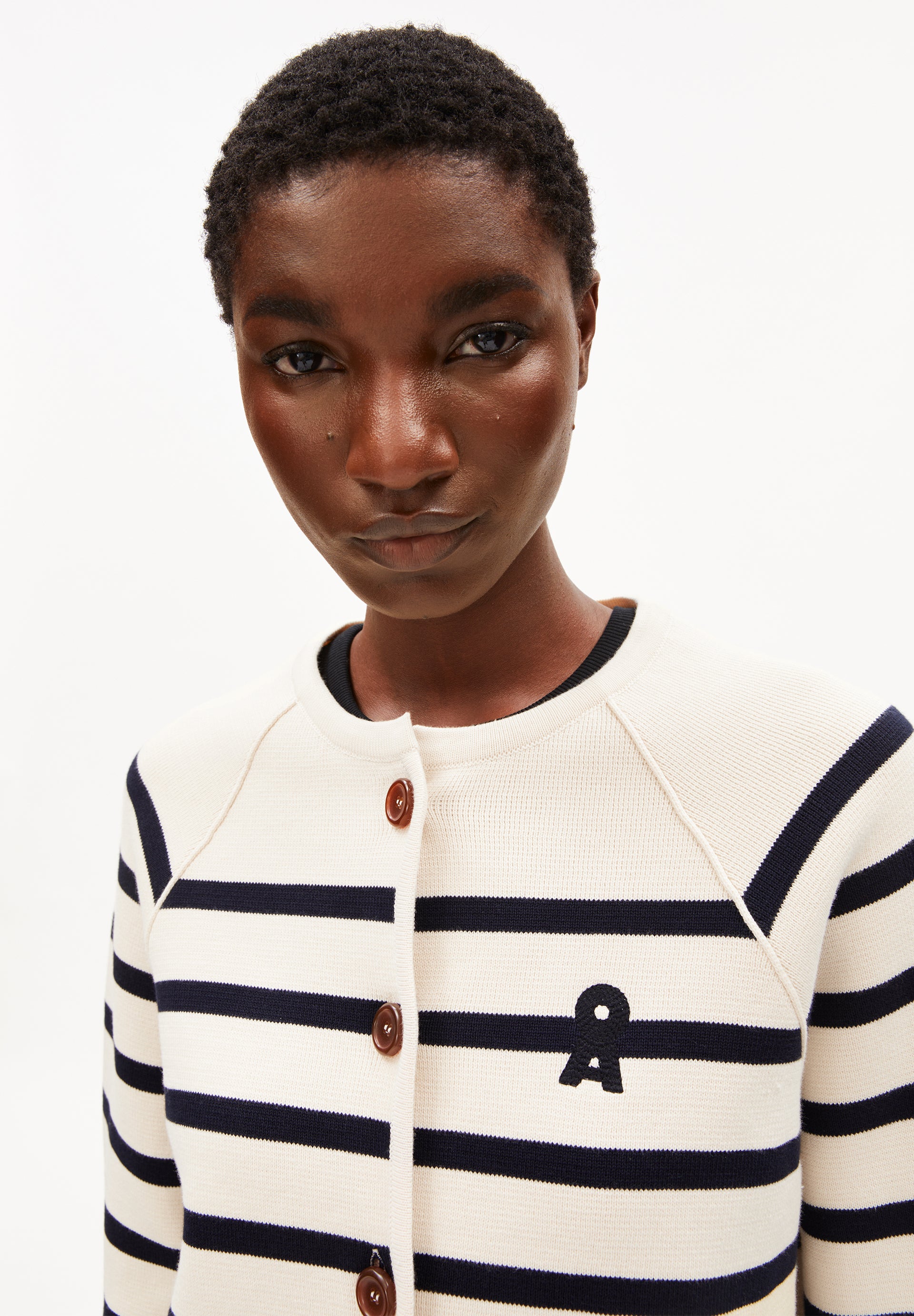 Placed Stripe Knit Cardigan Jacket