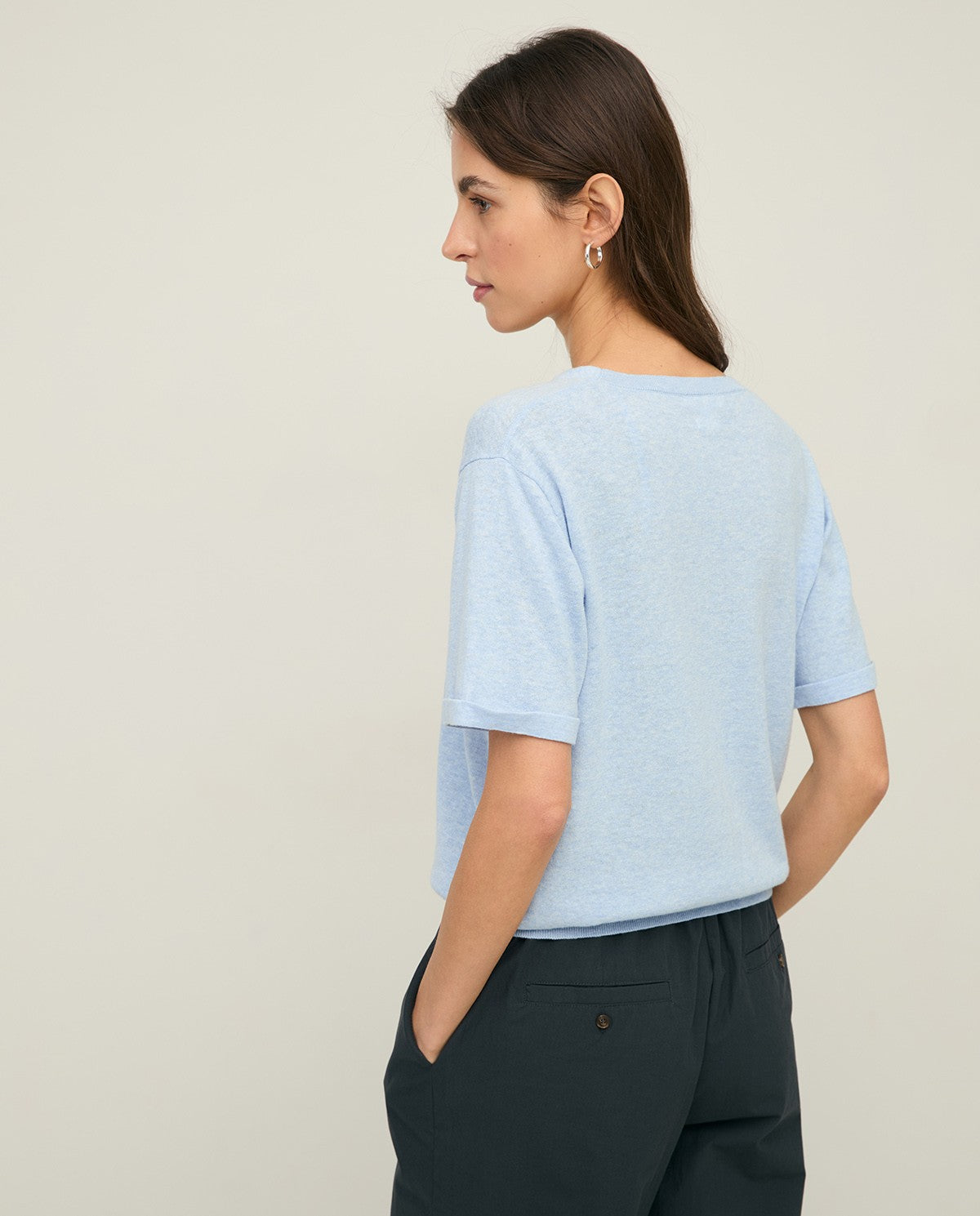 Flax Short Sleeve V-Neck Cardigan